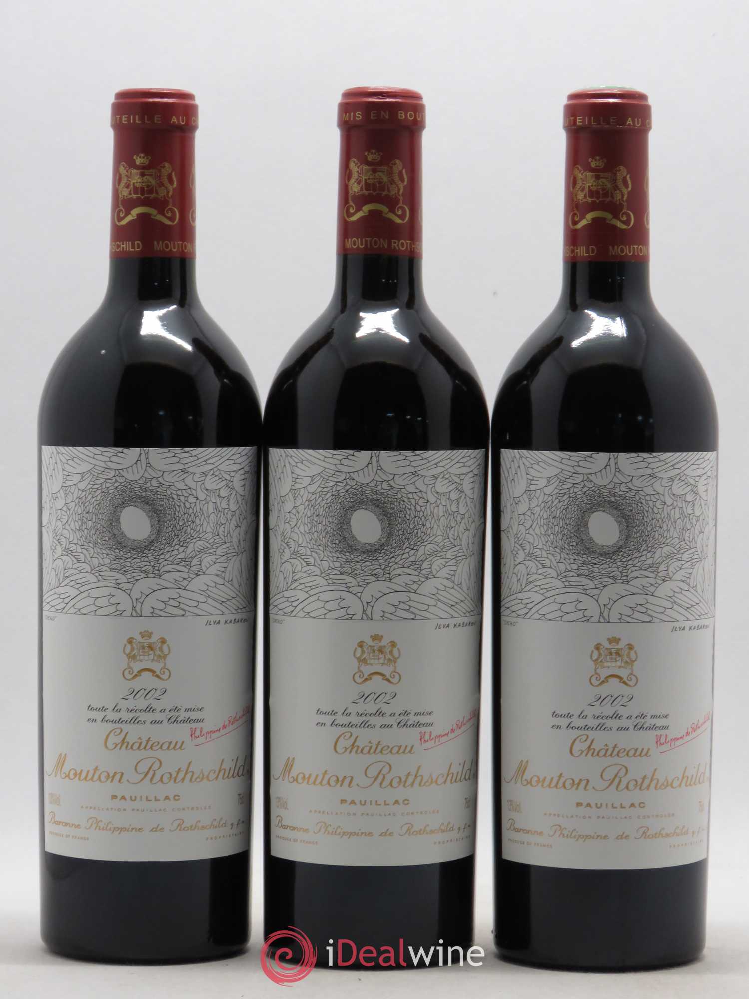 Château Mouton Rothschild 1er Grand Cru Classé 2002 - Lot de 3 bouteilles - 0