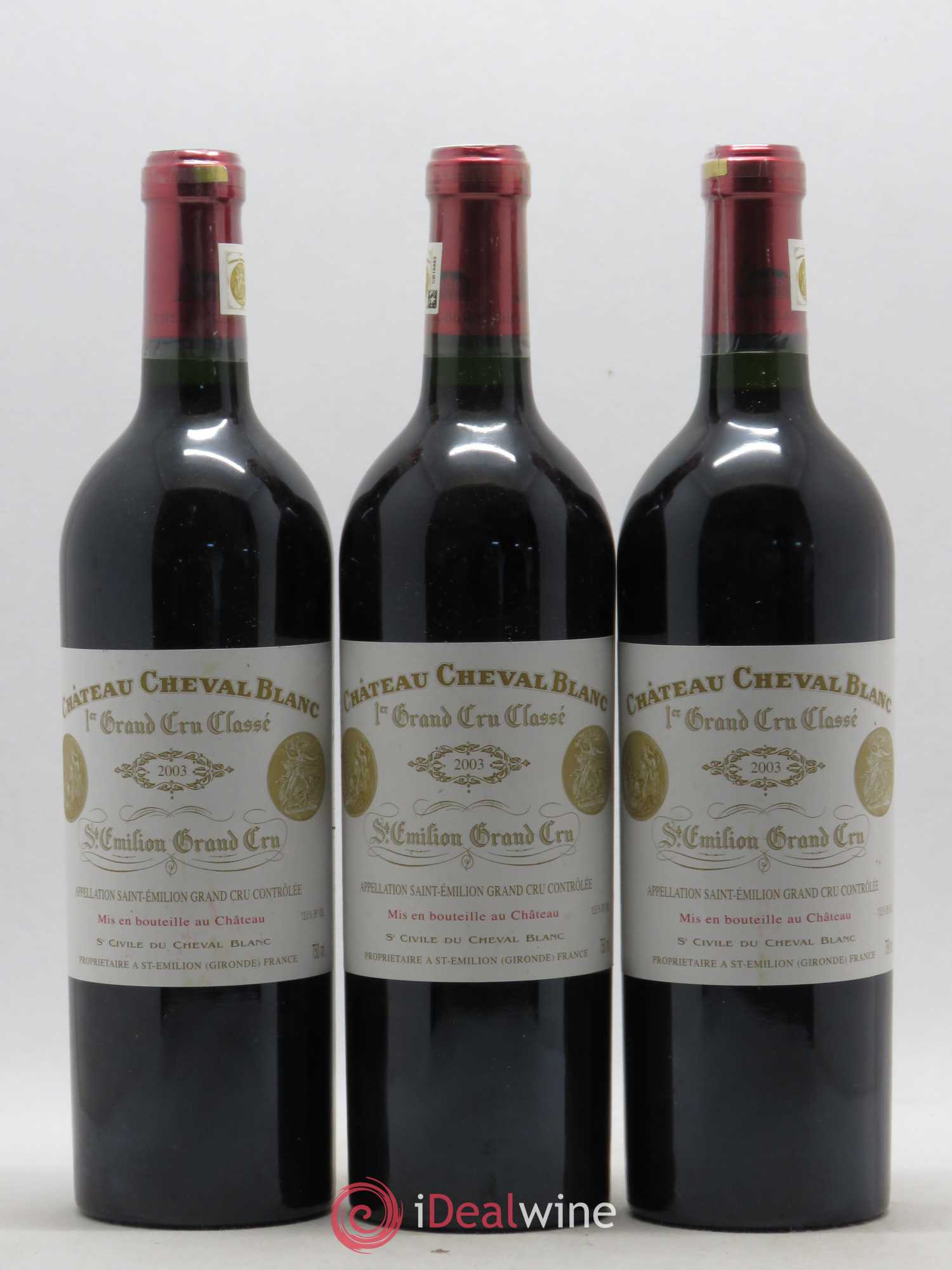 Château Cheval Blanc 1er Grand Cru Classé A 2003 - Lot de 3 bouteilles - 0