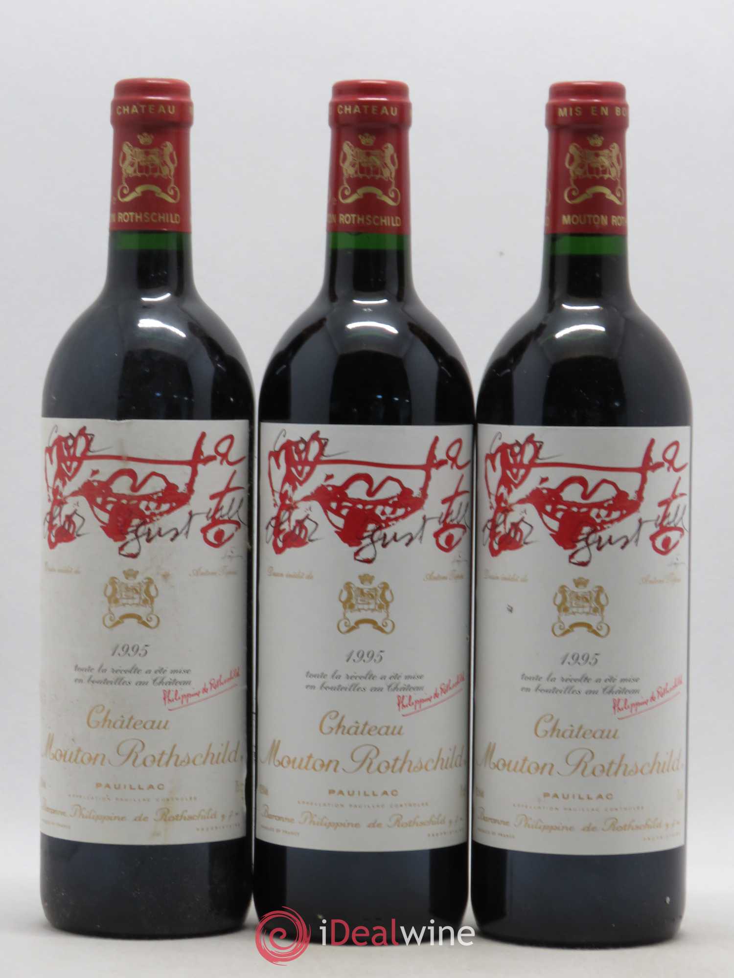 Château Mouton Rothschild 1er Grand Cru Classé 1995 - Lot de 3 bouteilles - 0