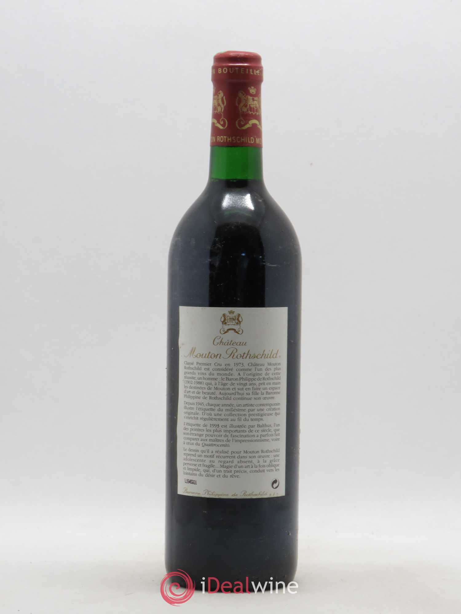 Château Mouton Rothschild 1er Grand Cru Classé 1993 - Lot de 1 bouteille - 1