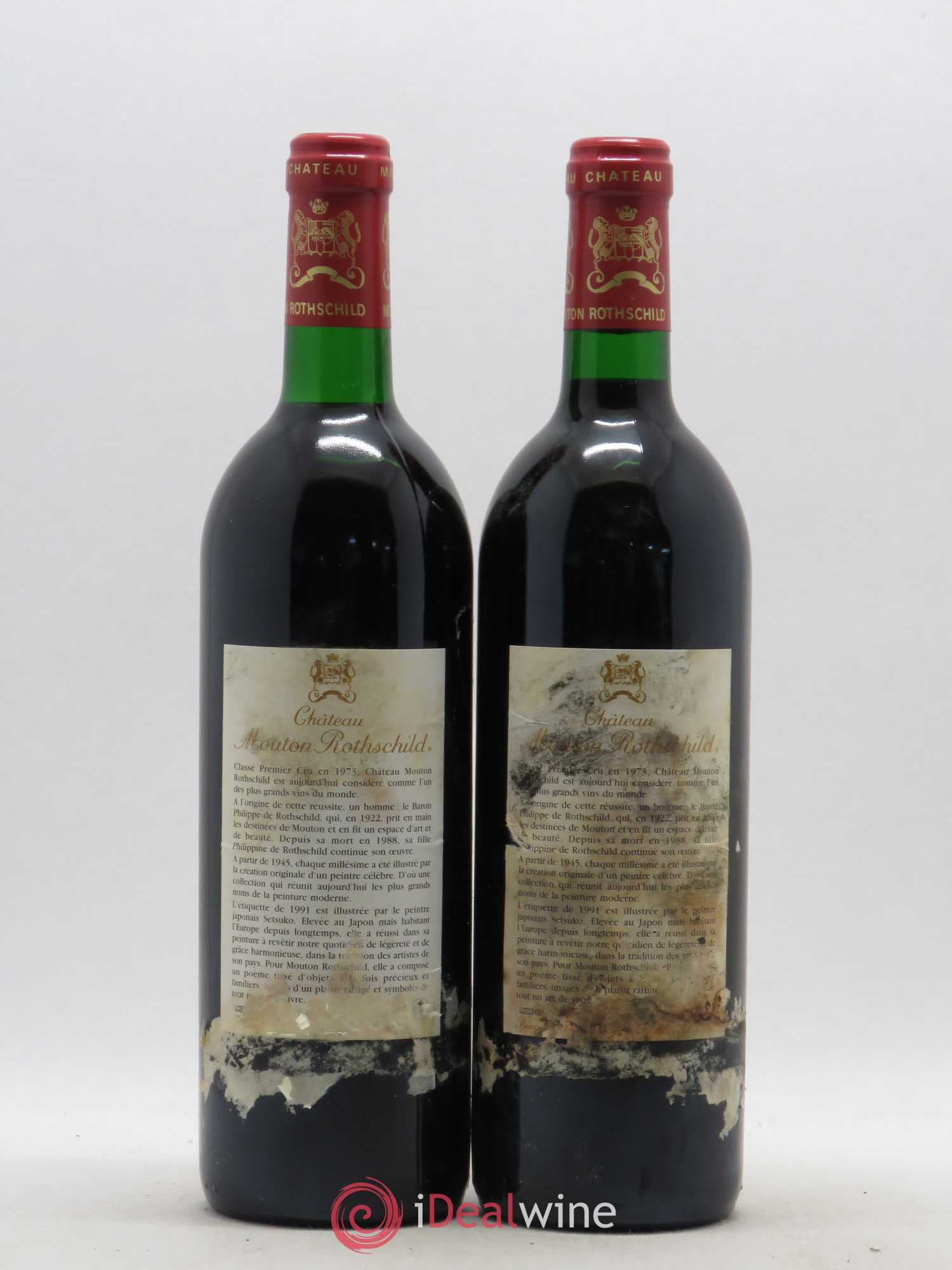 Château Mouton Rothschild 1er Grand Cru Classé 1991 - Lot de 2 bouteilles - 1