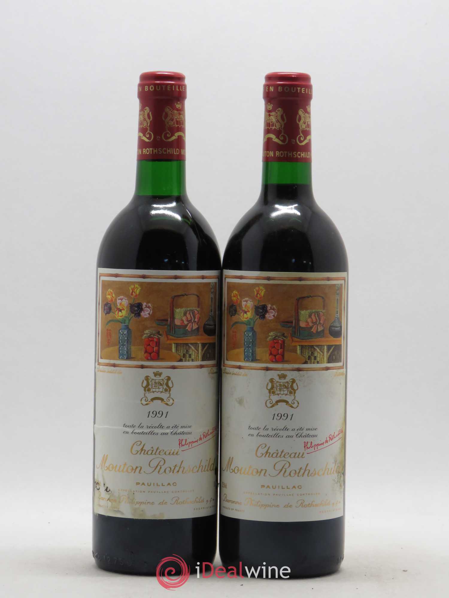 Château Mouton Rothschild 1er Grand Cru Classé 1991 - Lot de 2 bouteilles - 0