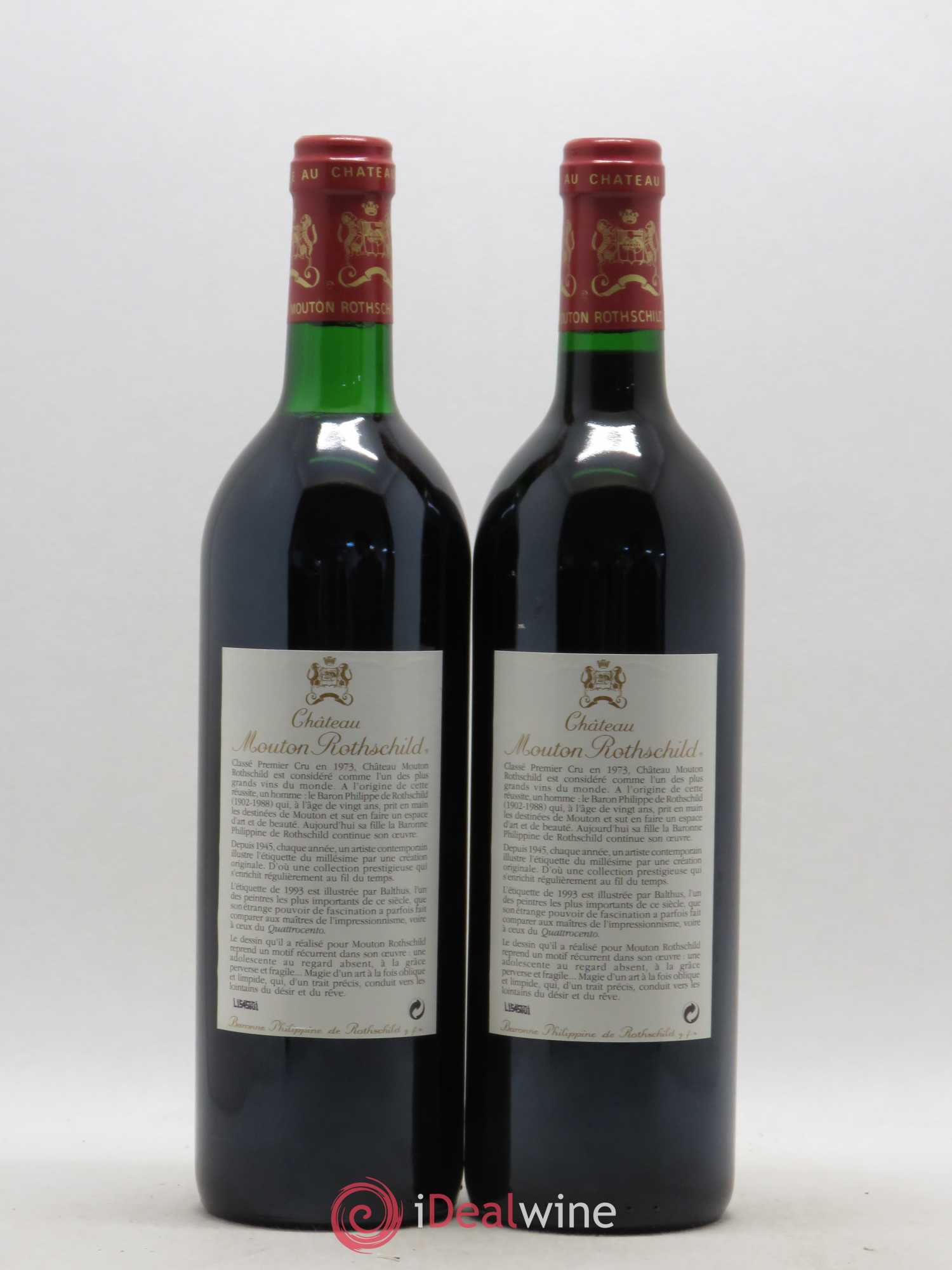 Château Mouton Rothschild 1er Grand Cru Classé 1993 - Lot de 2 bouteilles - 1