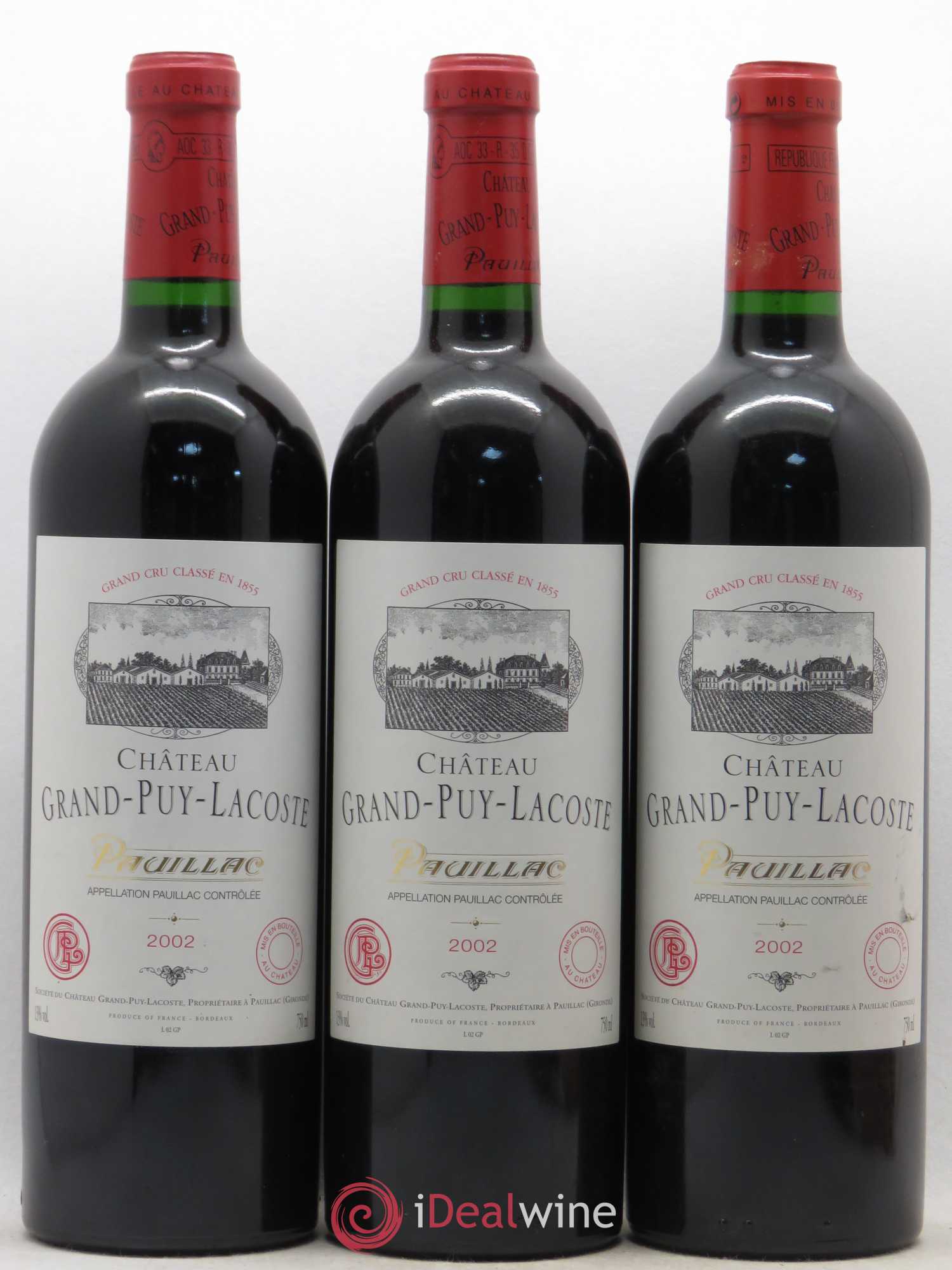 Château Grand Puy Lacoste 5ème Grand Cru Classé 2002 - Lot de 12 bouteilles - 1