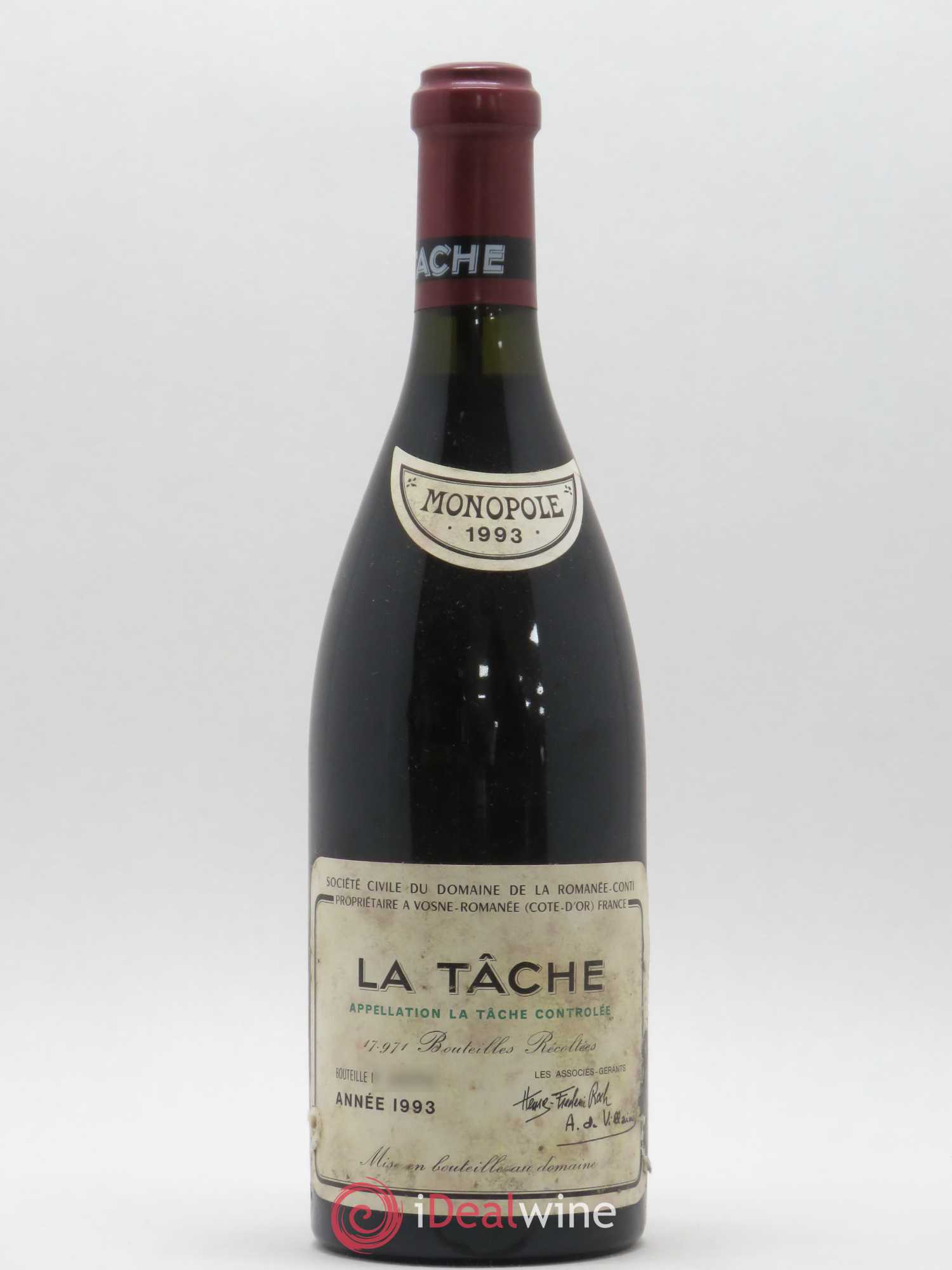 La Tâche Grand Cru Domaine de la Romanée-Conti 1993 - Lot de 1 bouteille - 0