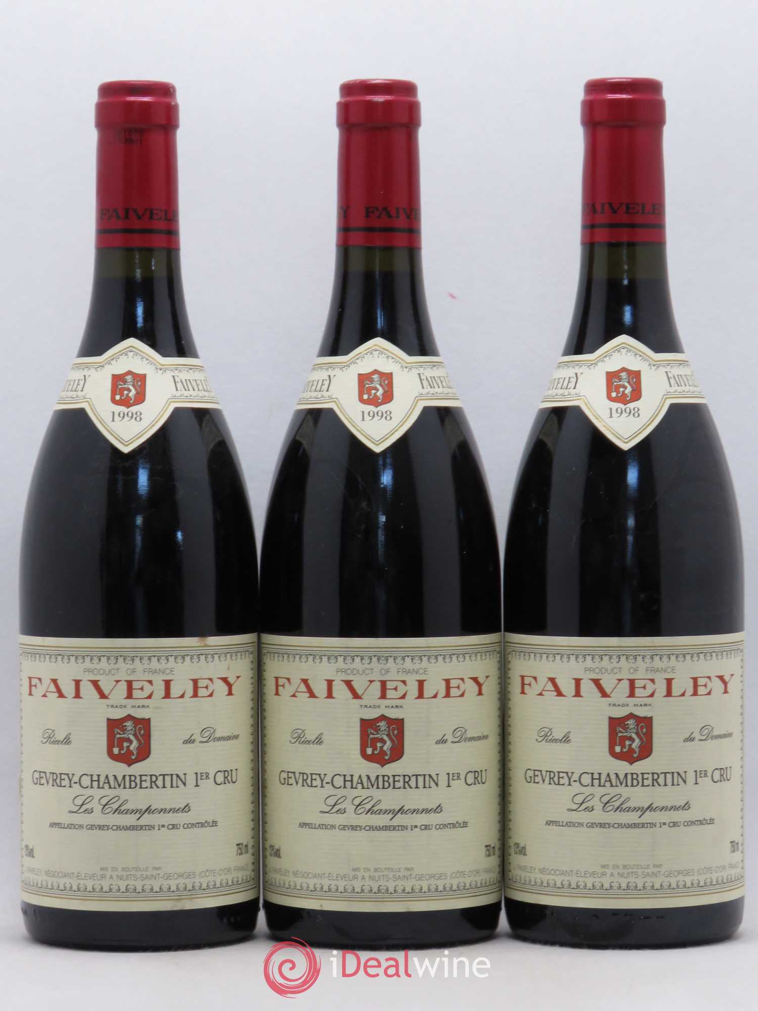 Gevrey-Chambertin 1er Cru Les Champonnets Domaine Faiveley 1998 - Posten von 3 Flaschen - 0