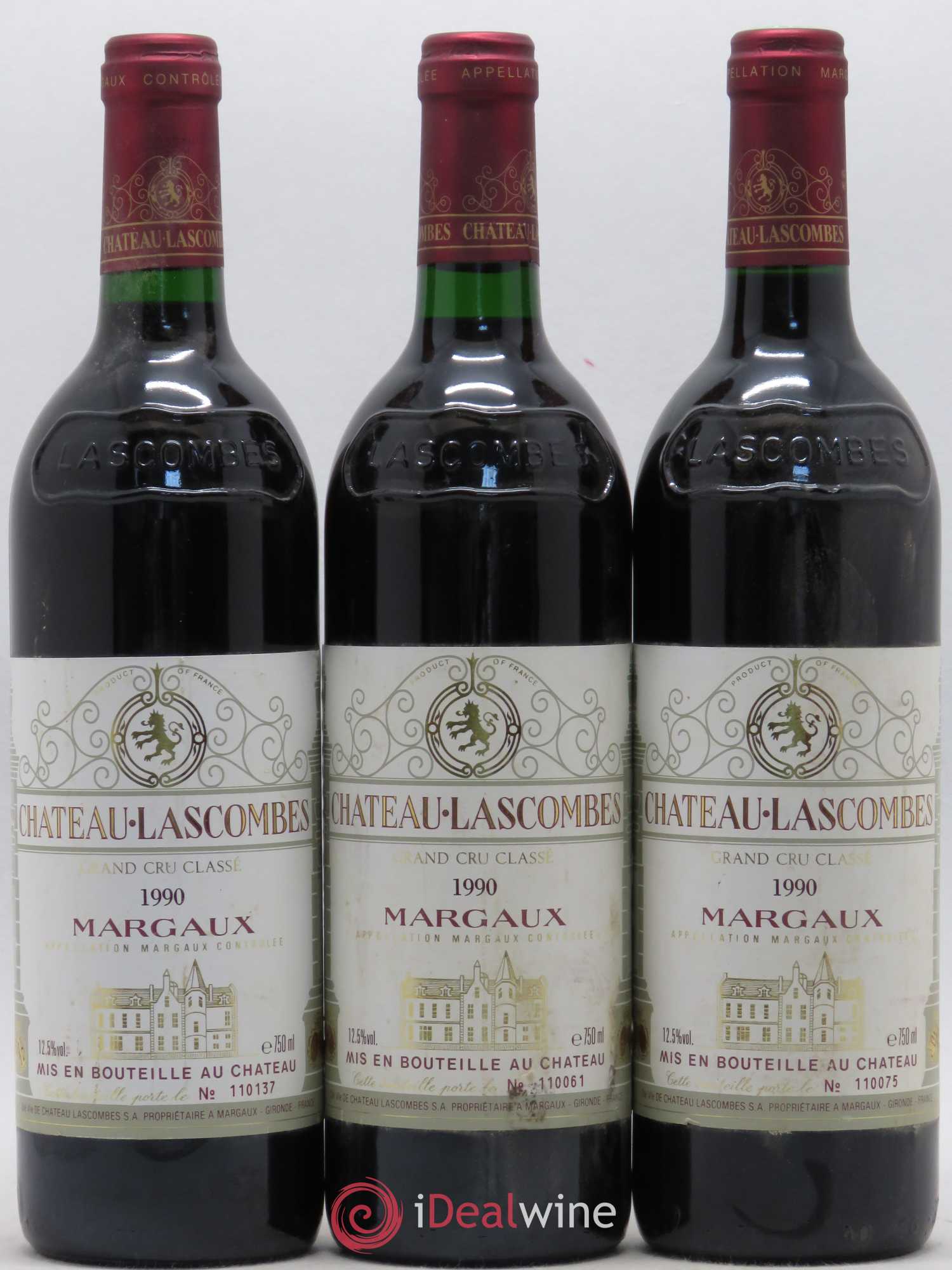 Château Lascombes 2ème Grand Cru Classé 1990 - Lot de 3 bouteilles - 0
