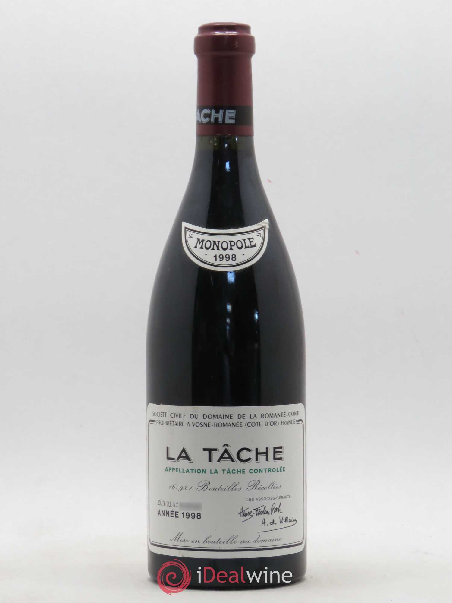 La Tâche Grand Cru Domaine de la Romanée-Conti 1998 - Lot de 1 bouteille - 0