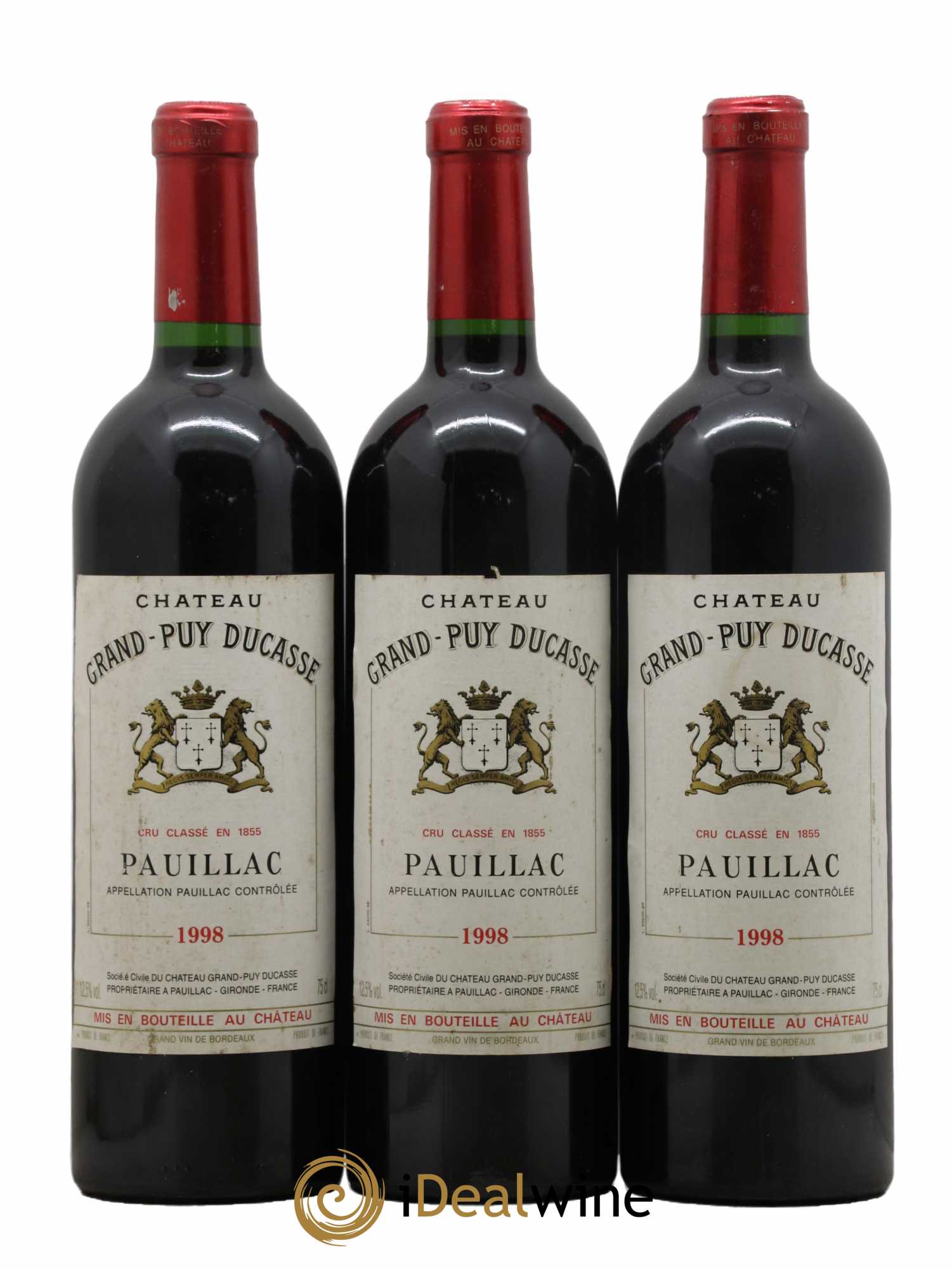 Château Grand Puy Ducasse 5ème Grand Cru Classé 1998 - Lot de 3 bouteilles - 0