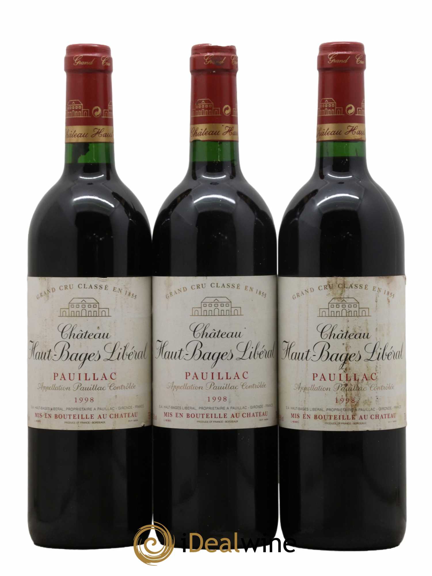 Château Haut Bages Libéral 5ème Grand Cru Classé 1998 - Lot de 3 bouteilles - 0