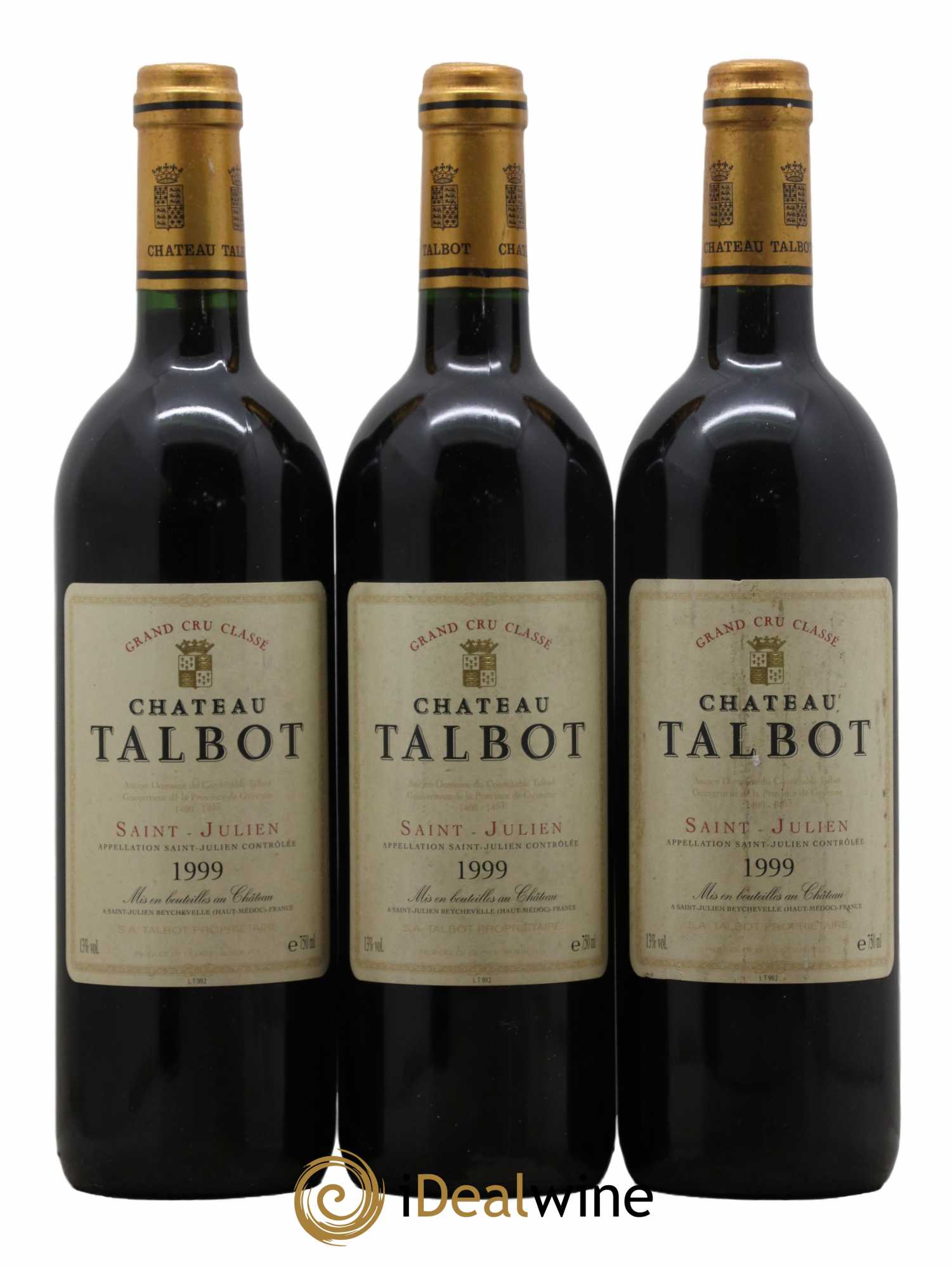 Château Talbot 4ème Grand Cru Classé 1999 - Lot de 3 bouteilles - 0