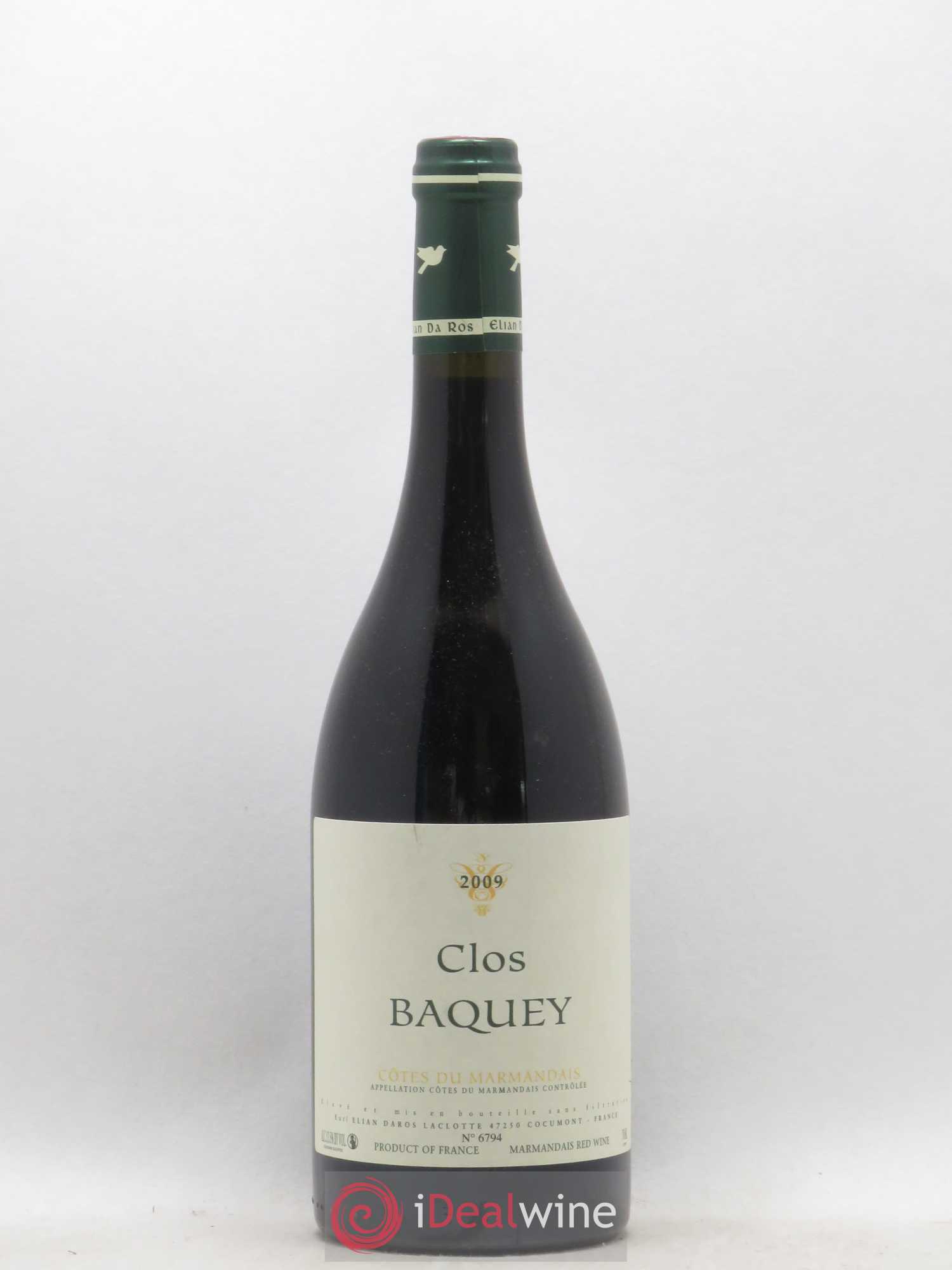 Côtes du Marmandais Clos Baquey Elian Da Ros (Domaine) 2009 - Lot de 1 bouteille - 0