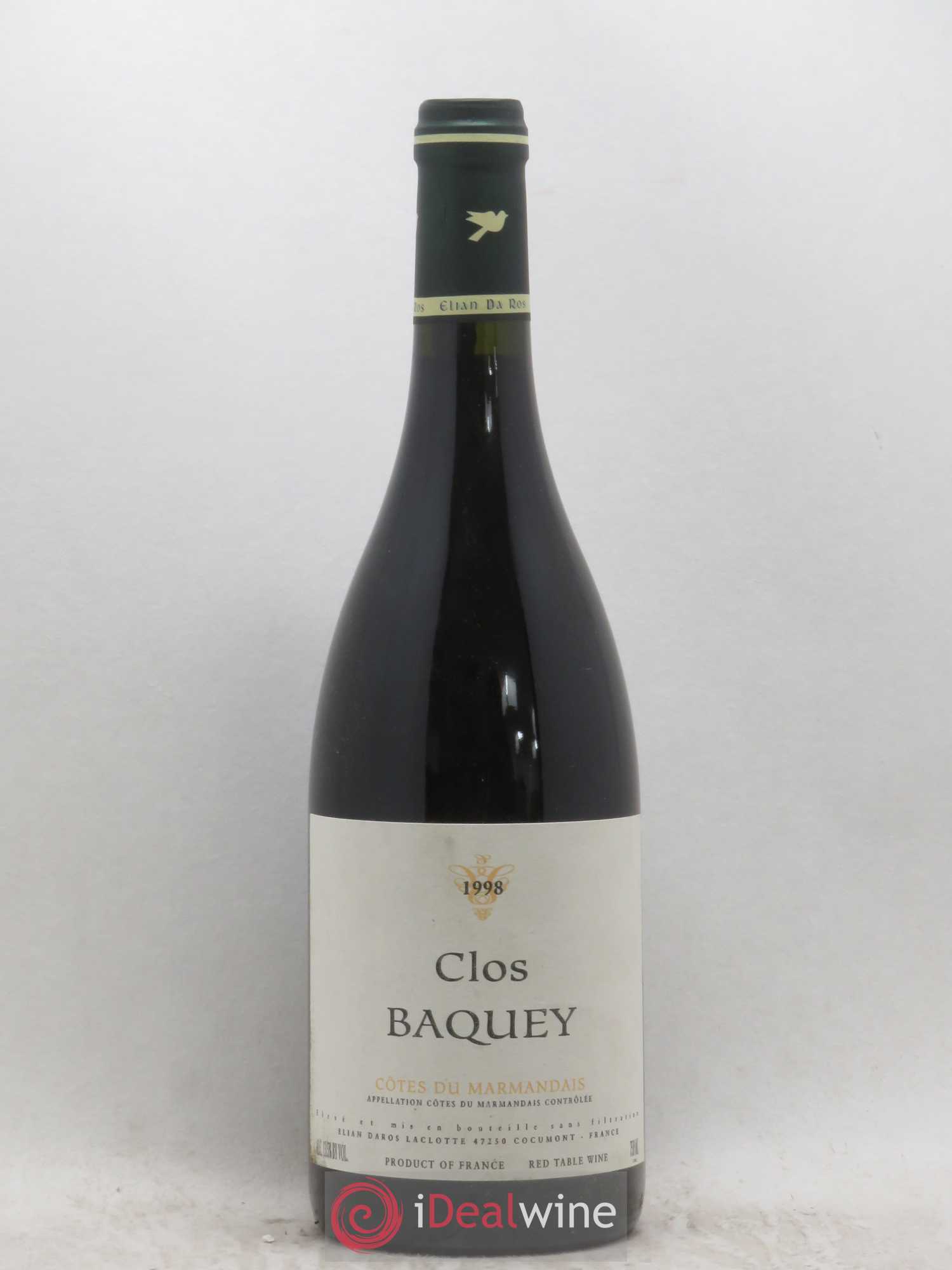 Côtes du Marmandais Clos Baquey Elian Da Ros (Domaine) 1998 - Lot de 1 bouteille - 0