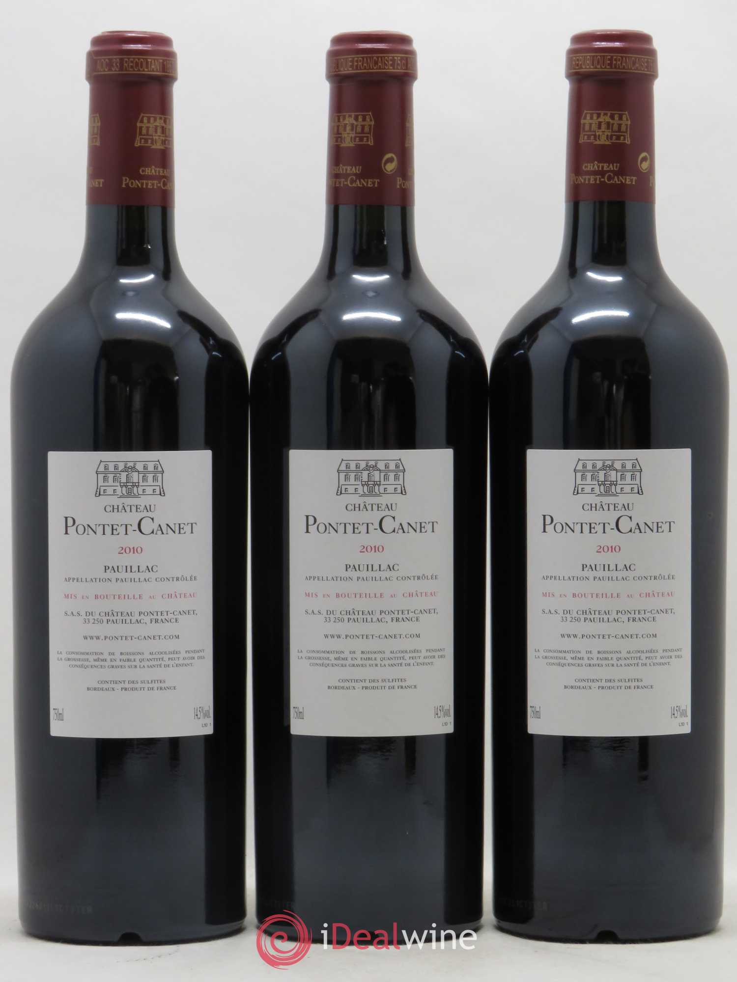 Château Pontet Canet 5ème Grand Cru Classé 2010 - Lot de 3 bouteilles - 1