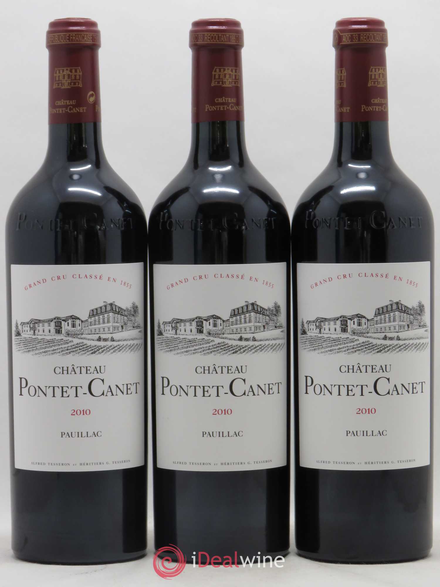 Château Pontet Canet 5ème Grand Cru Classé 2010 - Lot de 3 bouteilles - 0
