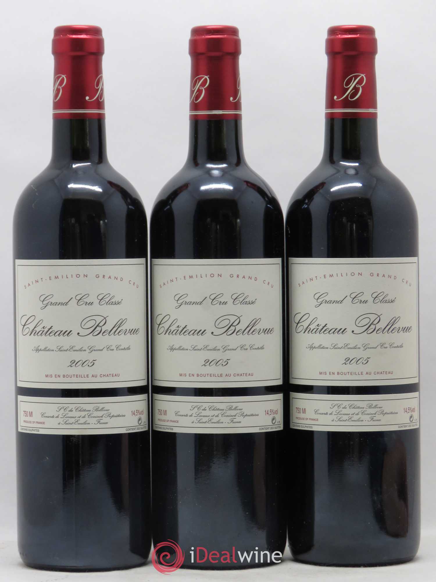 Château Bellevue Grand Cru Classé 2005 - Lot de 3 bouteilles - 0