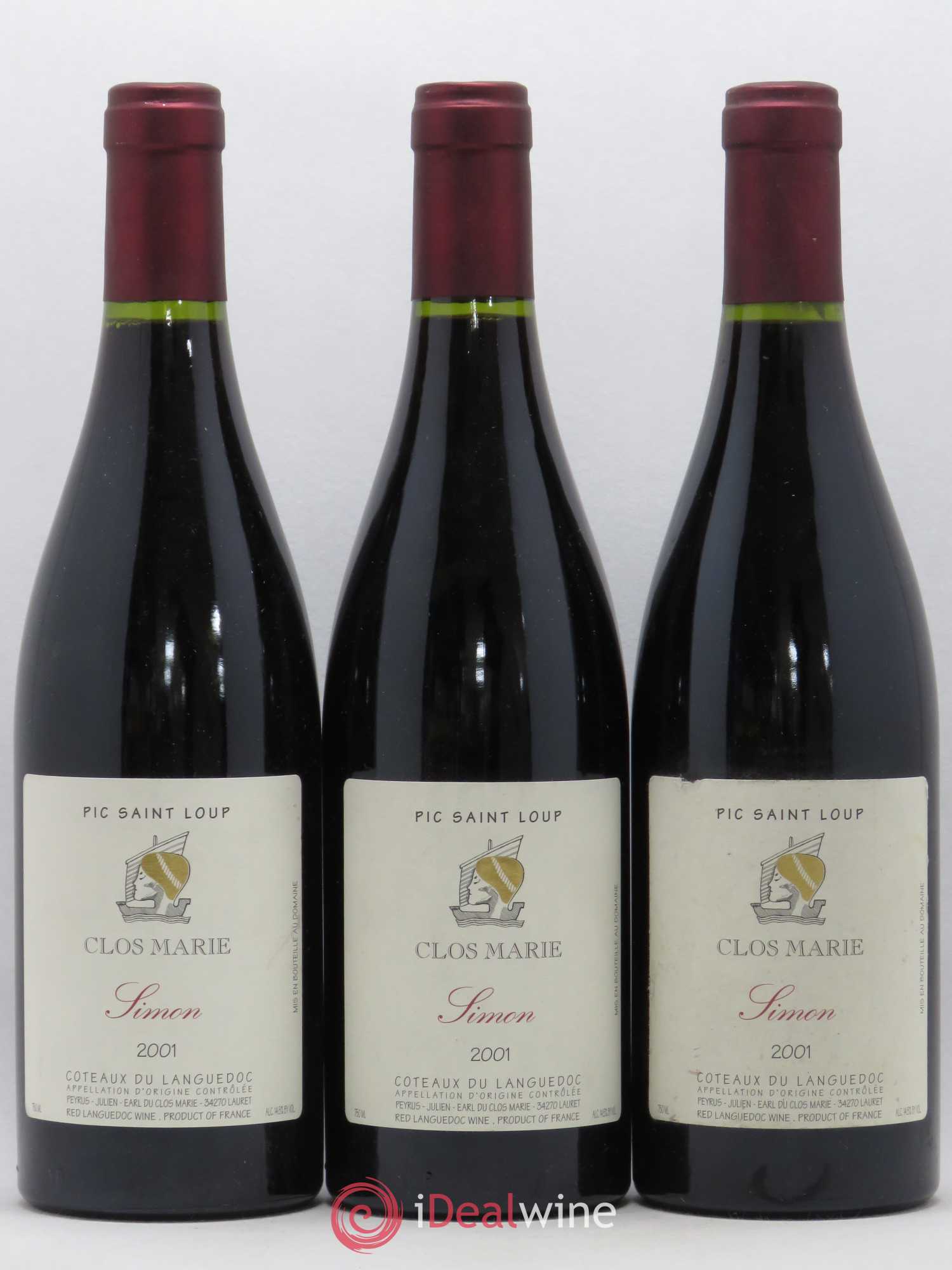 Pic Saint-Loup Clos Marie Cuvée Simon Christophe Peyrus et Françoise Julien 2001 - Lot de 6 bouteilles - 1