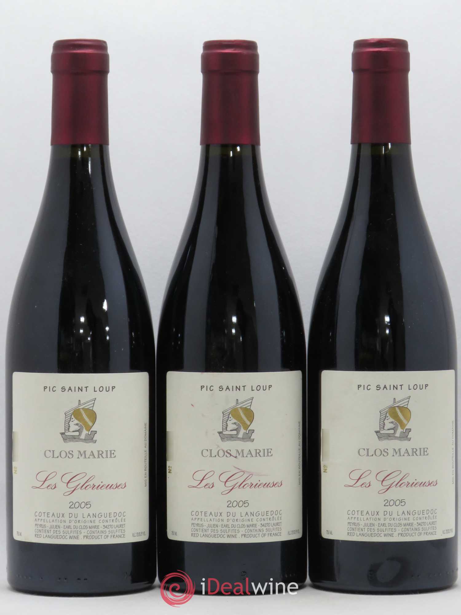Pic Saint-Loup Clos Marie Les Glorieuses Christophe Peyrus et Françoise Julien 2005 - Lot de 3 bouteilles - 0