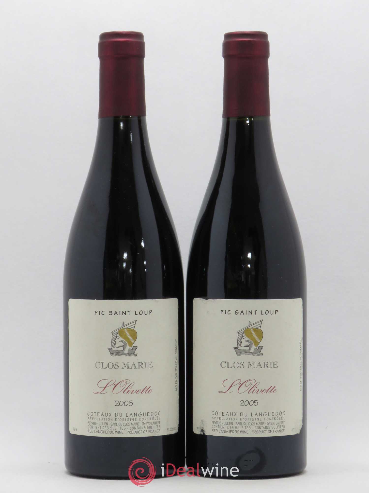 Pic Saint-Loup Clos Marie Olivette Christophe Peyrus et Françoise Julien 2005 - Lot de 2 bouteilles - 0