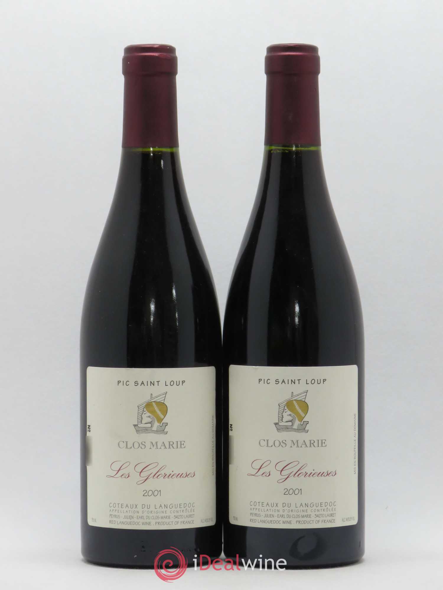 Pic Saint-Loup Clos Marie Les Glorieuses Christophe Peyrus et Françoise Julien 2001 - Lot de 2 bouteilles - 0