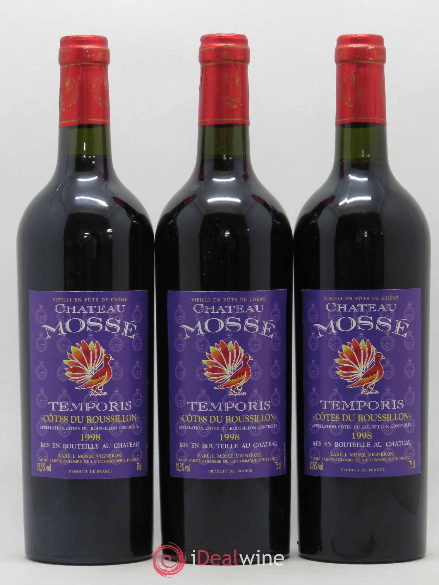 Côtes du Roussillon Château Mossé Temporis 1998 - Posten von 3 Flaschen - 0