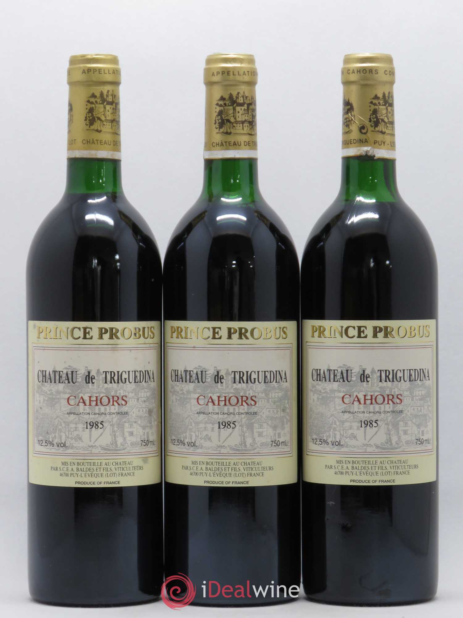 Cahors Clos Triguedina Probus Jean-Luc Baldès 1985 - Lot de 3 bouteilles - 0