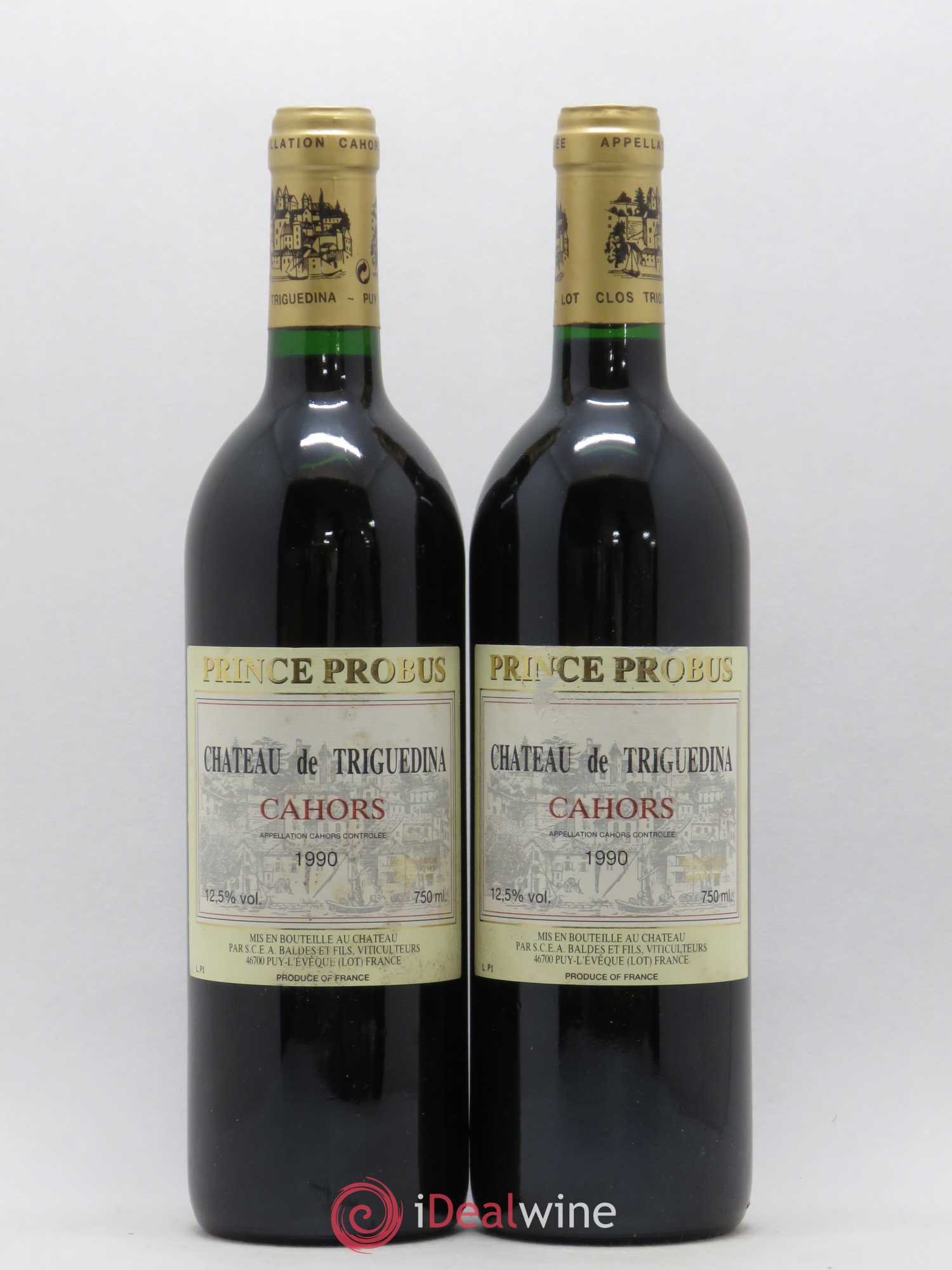 Cahors Clos Triguedina Probus Jean-Luc Baldès 1990 - Lot de 2 bouteilles - 0