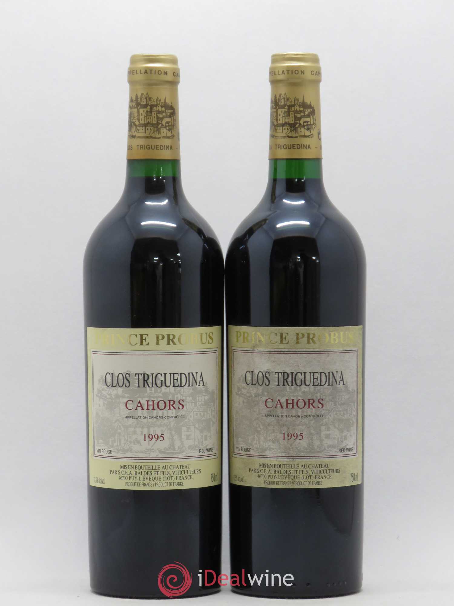 Cahors Clos Triguedina Probus Jean-Luc Baldès 1995 - Lot de 2 bouteilles - 0