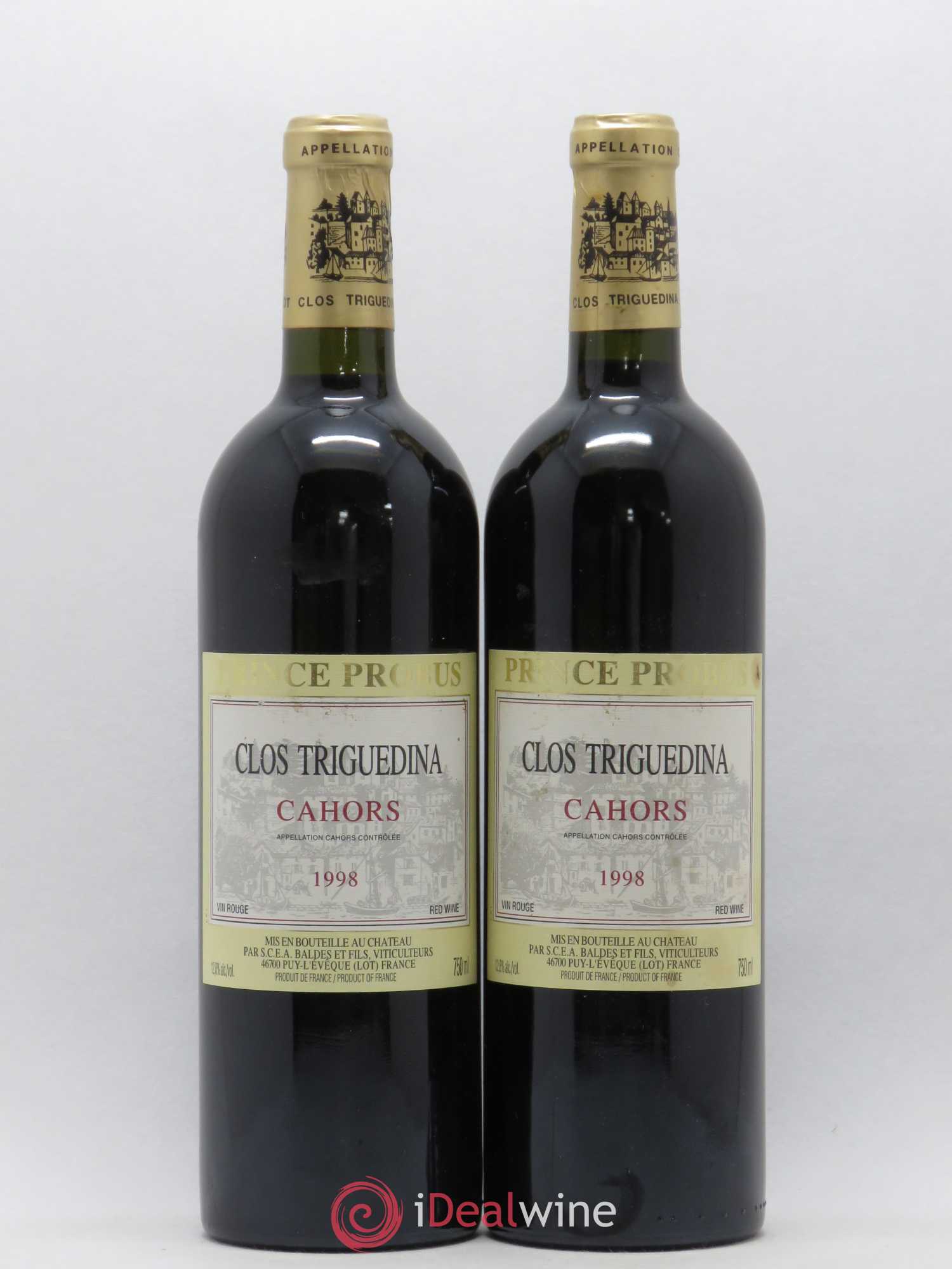 Cahors Clos Triguedina Probus Jean-Luc Baldès 1998 - Lot de 2 bouteilles - 0