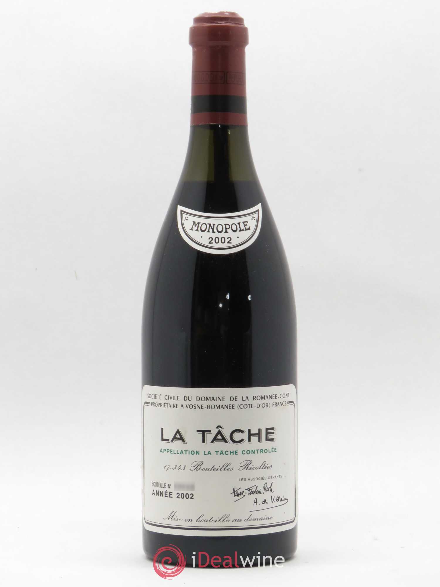La Tâche Grand Cru Domaine de la Romanée-Conti 2002 - Lot de 1 bouteille - 0
