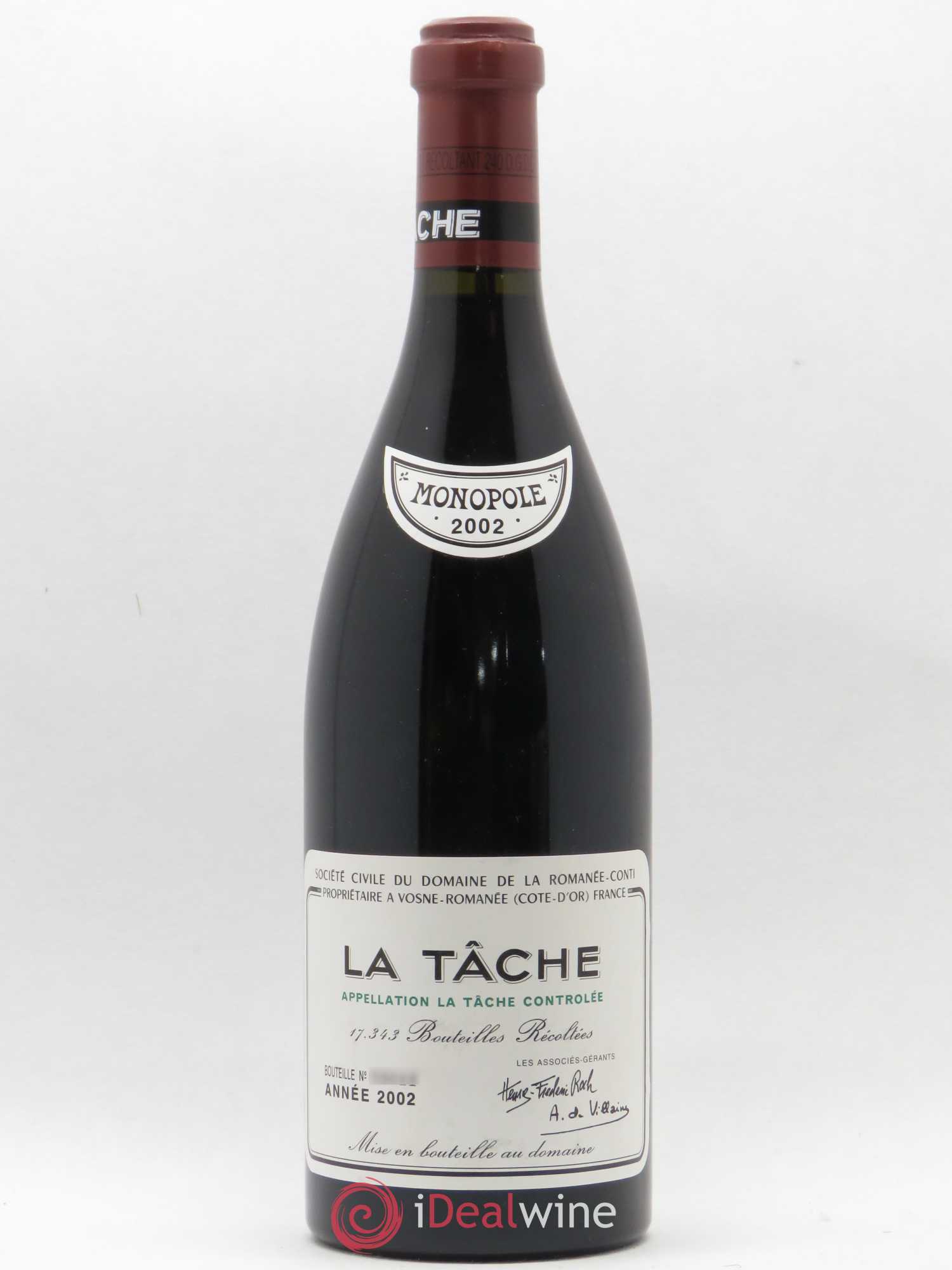 La Tâche Grand Cru Domaine de la Romanée-Conti 2002 - Lot de 1 bouteille - 0