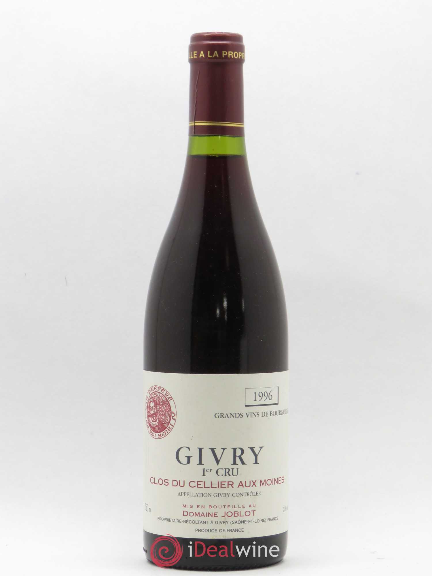 Givry 1er Cru Clos du Cellier aux Moines Joblot (Domaine) 1996 - Lot de 1 bouteille - 0