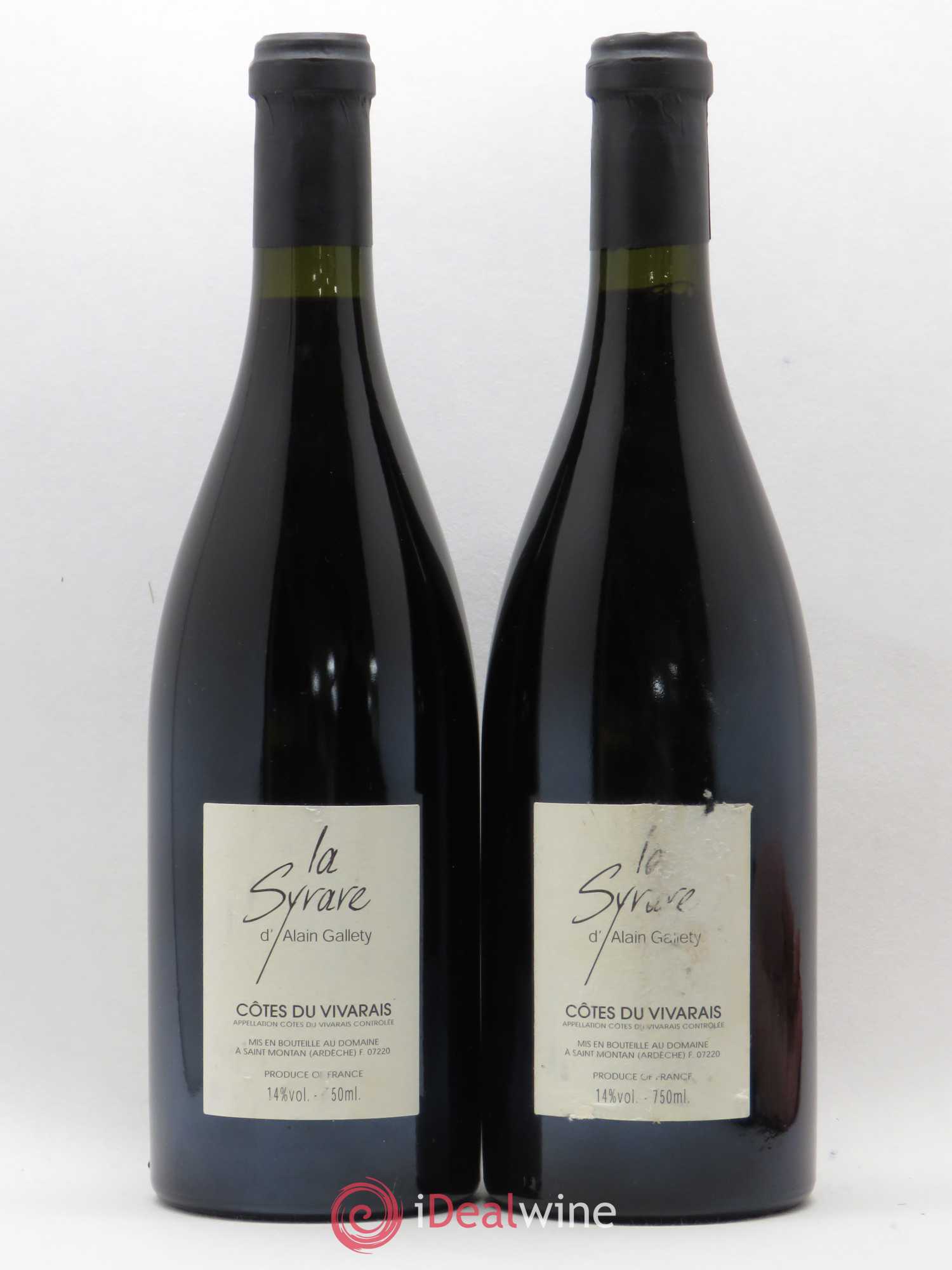 Côtes du Vivarais La Syrare Gallety (Domaine) 1999 - Lot de 2 bouteilles - 1