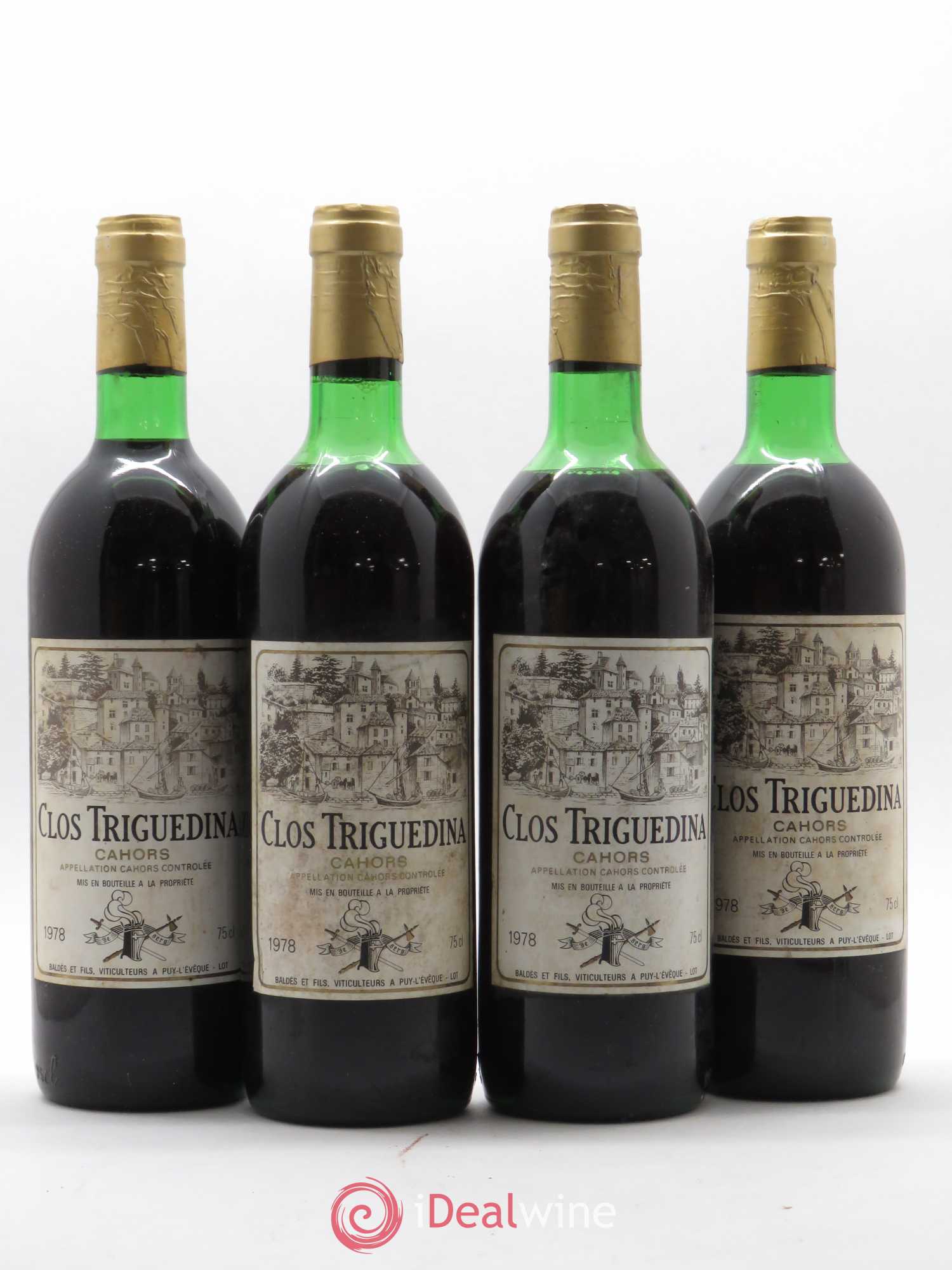 Cahors Clos Triguedina Jean-Luc Baldès (sans prix de réserve) 1978 - Lot de 4 bouteilles - 0