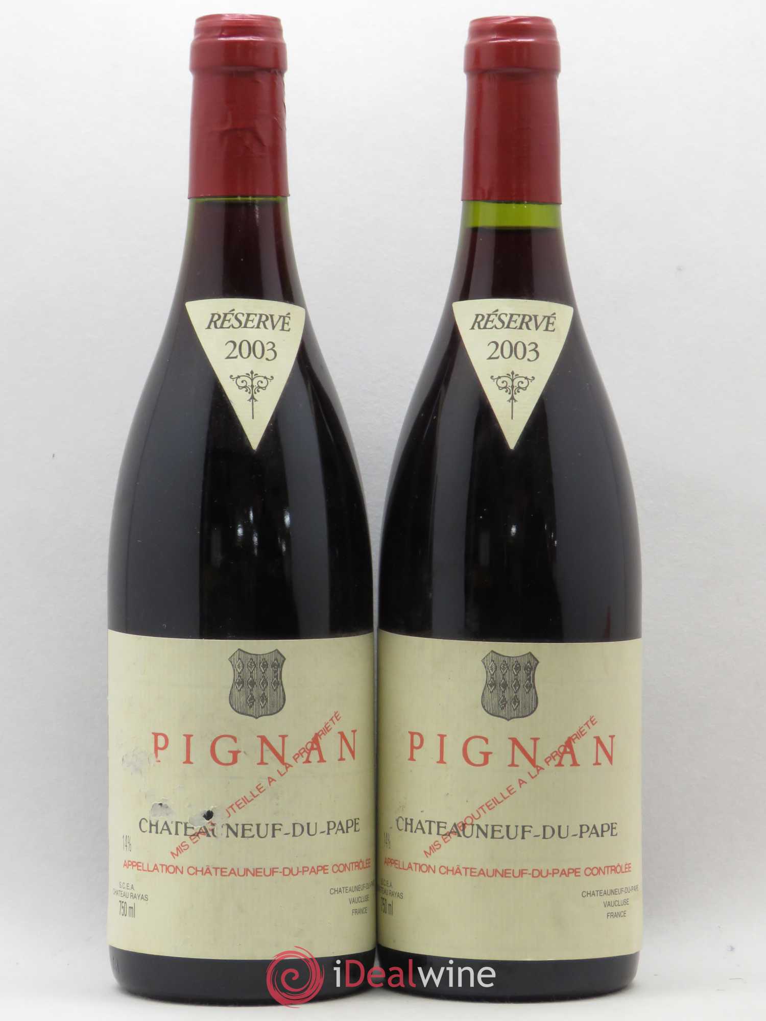 Châteauneuf-du-Pape Pignan Emmanuel Reynaud 2003 - Lot de 2 bouteilles - 0