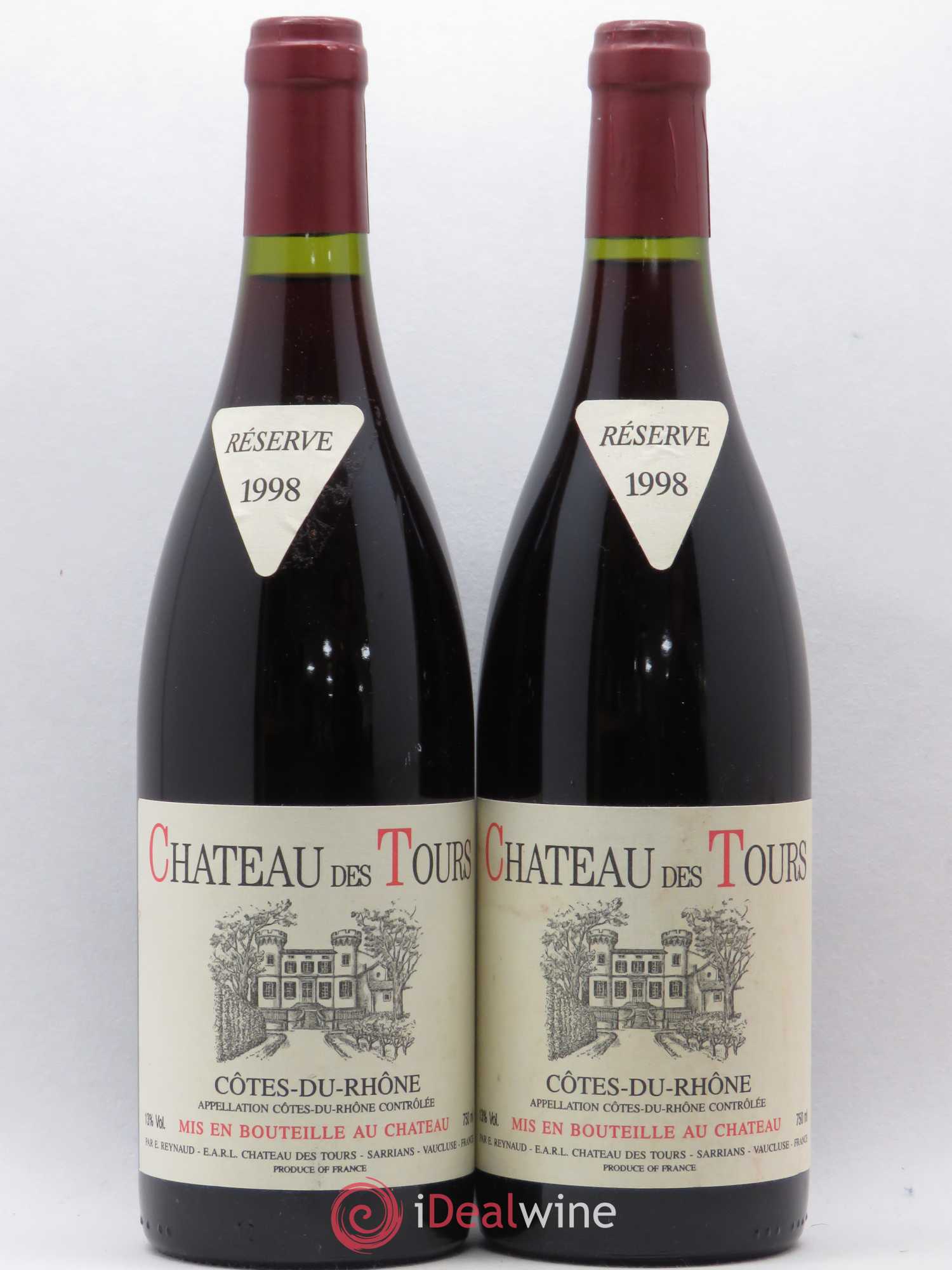 Côtes-du-Rhône Château des Tours Emmanuel Reynaud 1998 - Lot de 2 bouteilles - 0
