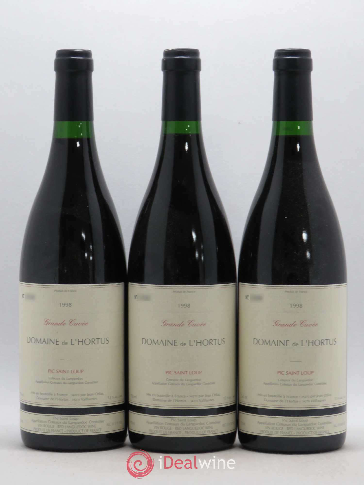 Pic Saint-Loup Domaine de L'Hortus Grande Cuvée Famille Orliac 1998 - Lot de 3 bouteilles - 0