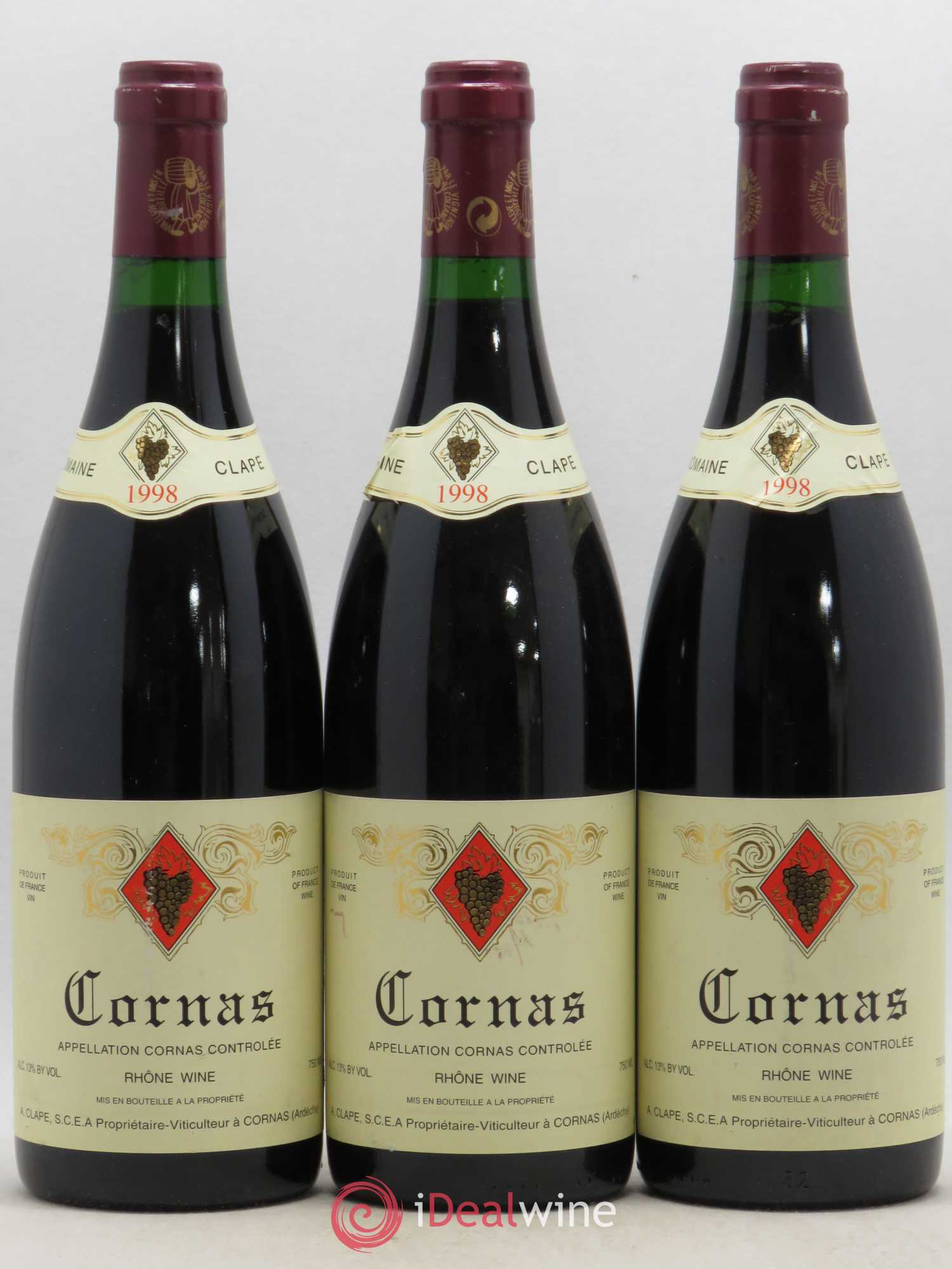 Cornas Auguste Clape 1998 - Lot de 3 bouteilles - 0