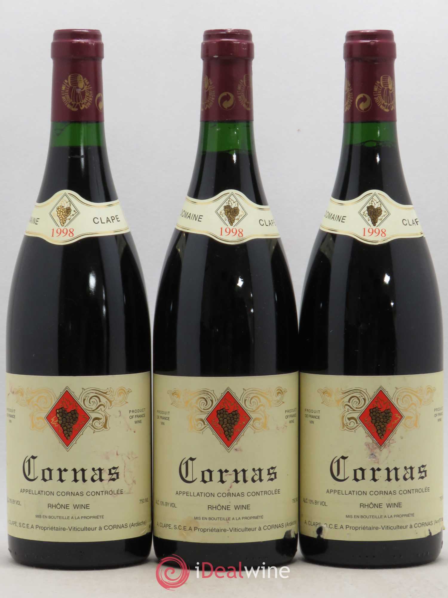 Cornas Auguste Clape 1998 - Lot de 3 bouteilles - 0