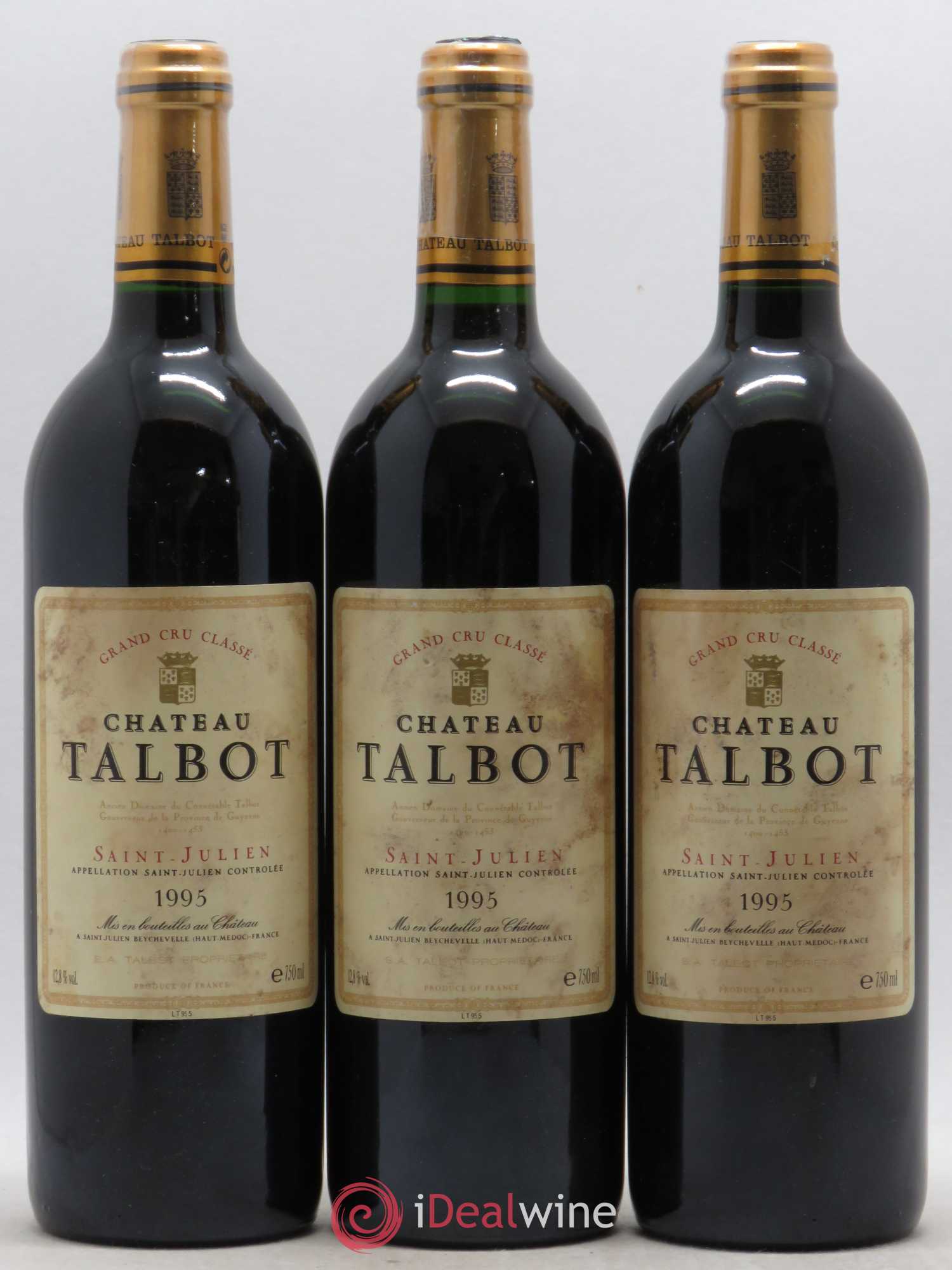 Château Talbot 4ème Grand Cru Classé 1995 - Lot de 3 bouteilles - 0