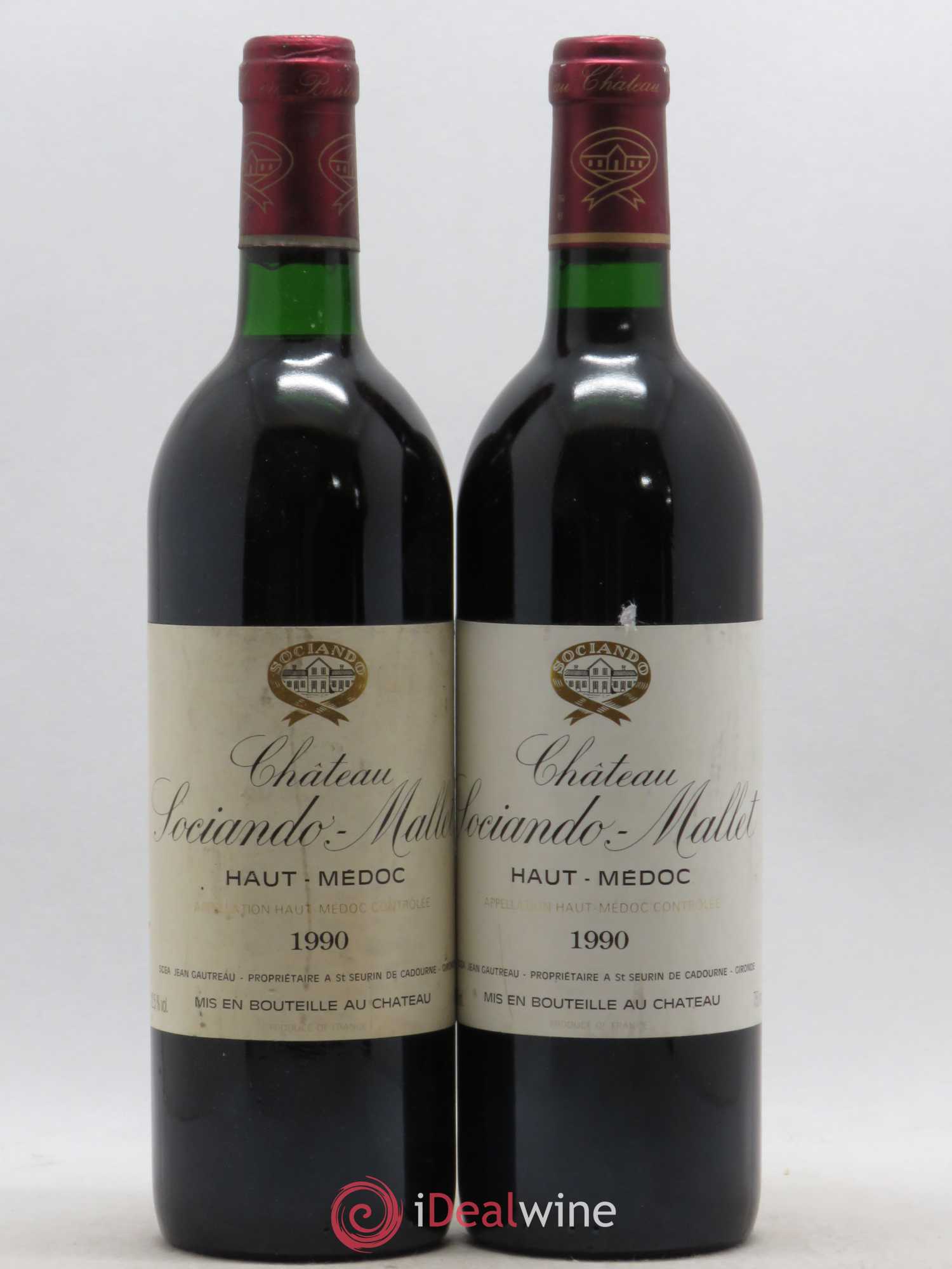 Château Sociando Mallet 1990 - Lot de 2 bouteilles - 0