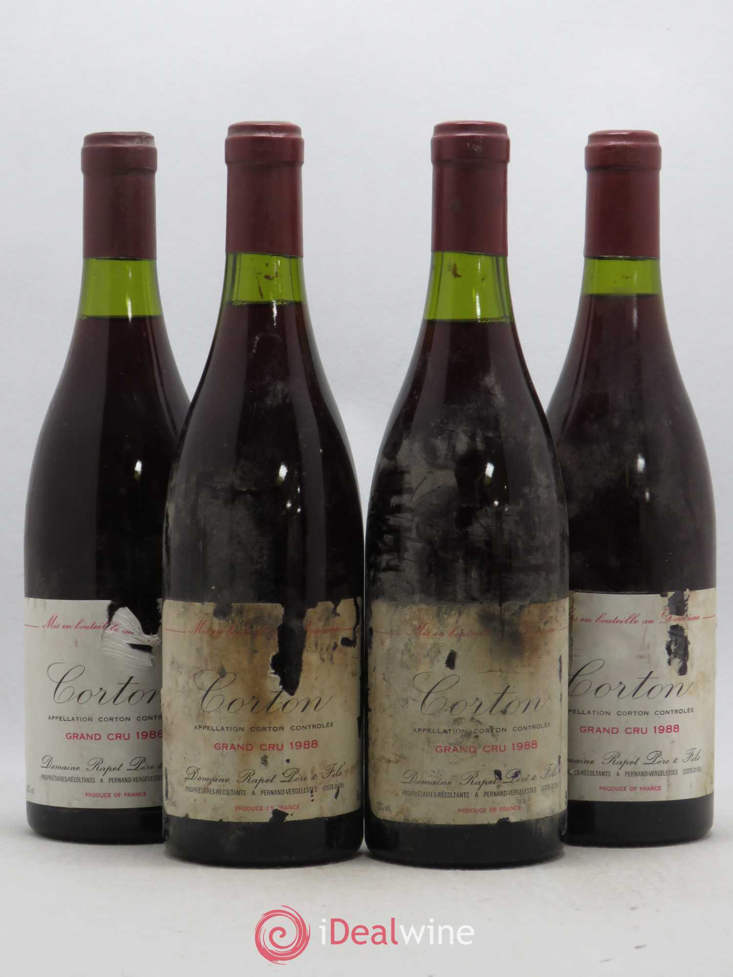 Corton Grand Cru Domaine Rapet 1988 - Lot de 4 bouteilles - 0
