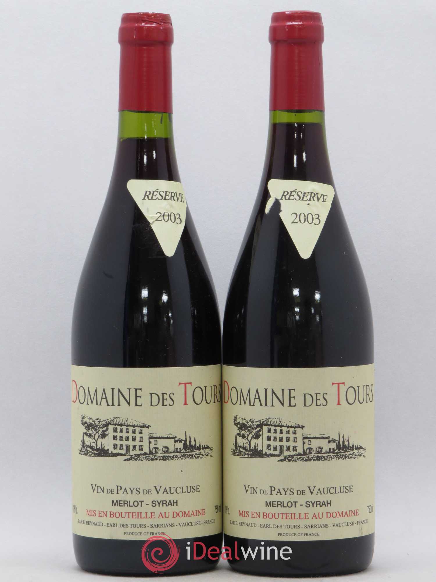 Vaucluse (Vin de Pays de Vaucluse) Domaine des Tours Emmanuel Reynaud Merlot Syrah 2003 - Lot de 2 bouteilles - 0