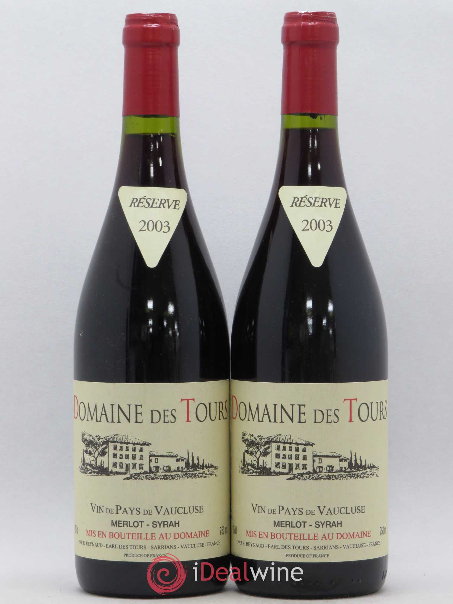 Vaucluse (Vin de Pays de Vaucluse) Domaine des Tours Emmanuel Reynaud Merlot Syrah 2003 - Lot de 2 bouteilles - 0