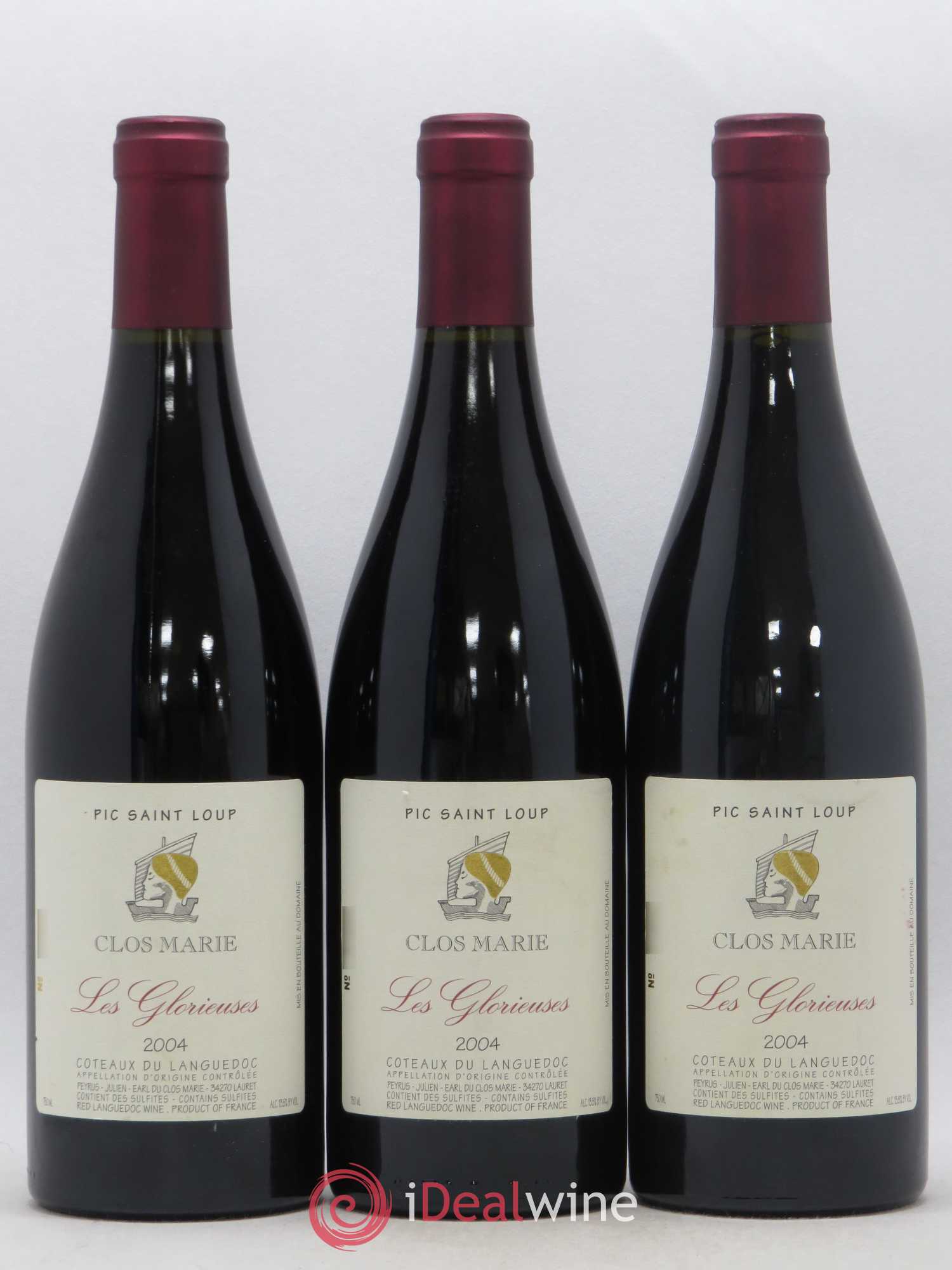 Pic Saint-Loup Clos Marie Les Glorieuses Christophe Peyrus et Françoise Julien 2004 - Lot de 3 bouteilles - 0