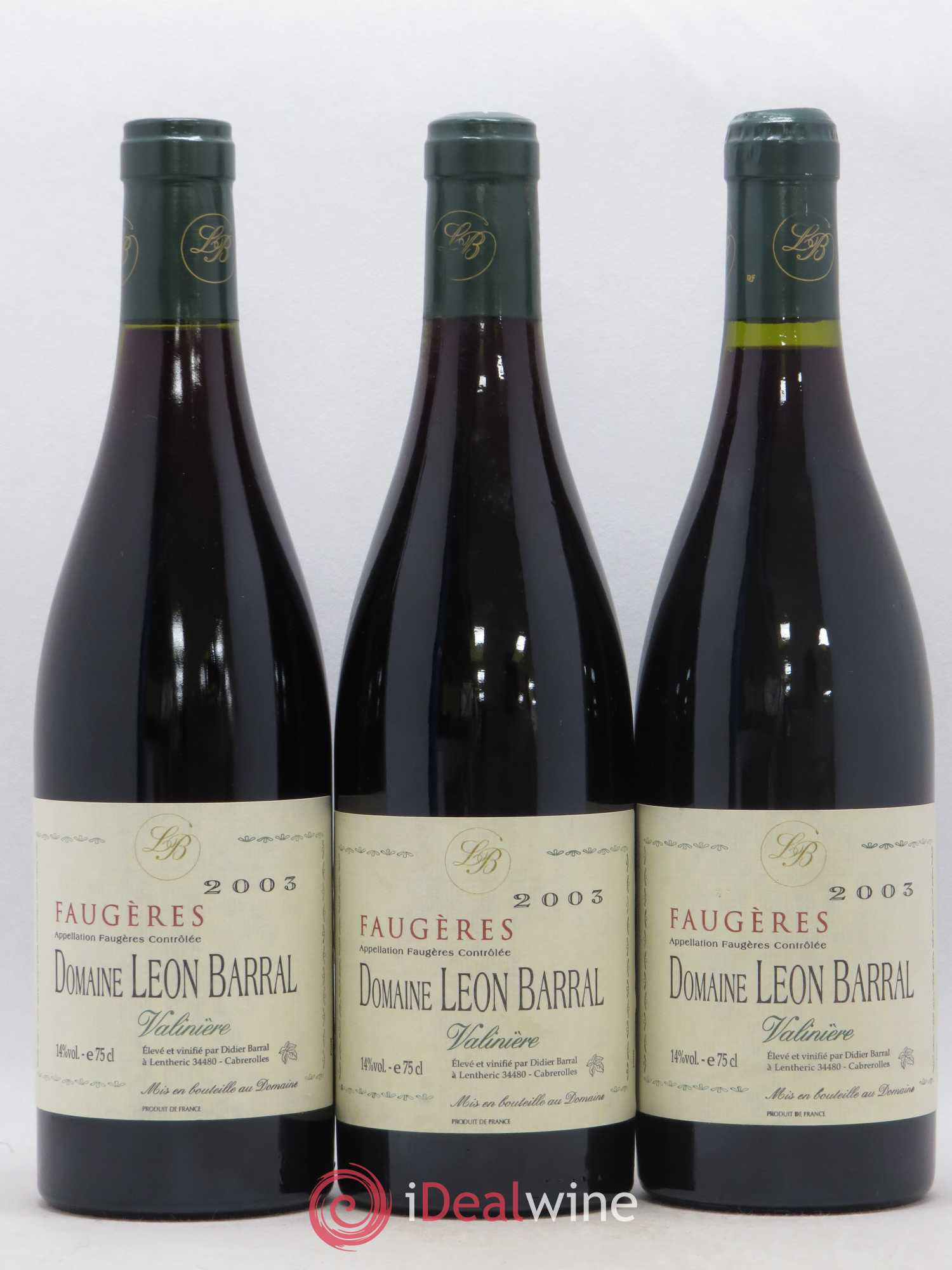 Faugères Valinière Domaine Léon Barral 2003 - Lot de 3 bouteilles - 0