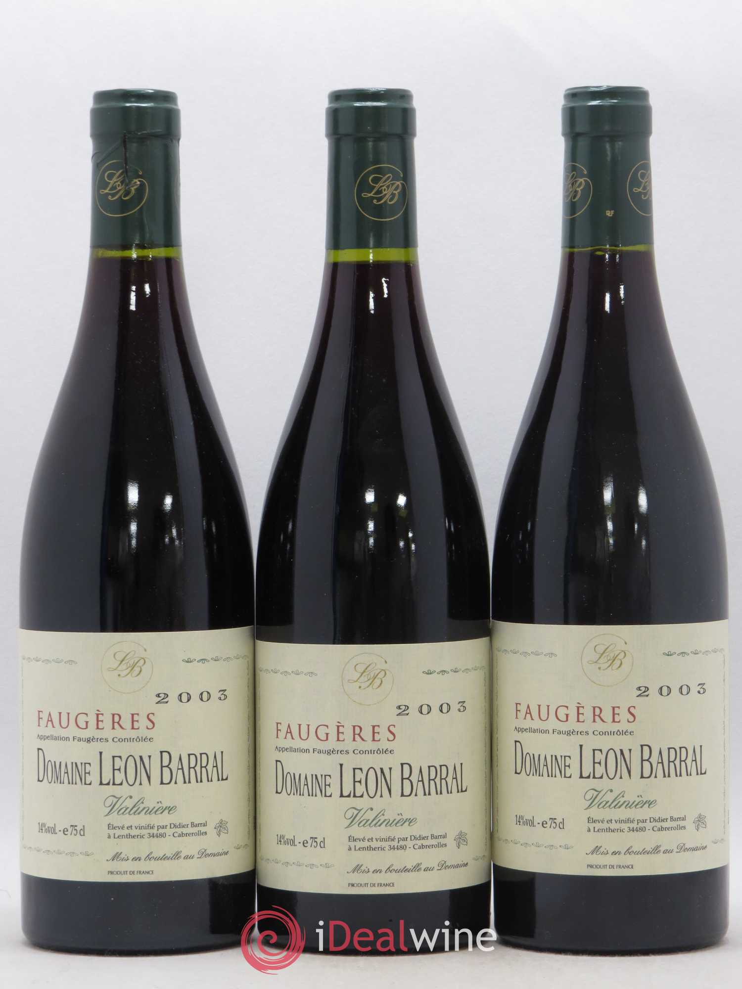 Faugères Valinière Domaine Léon Barral 2003 - Lot de 3 bouteilles - 0