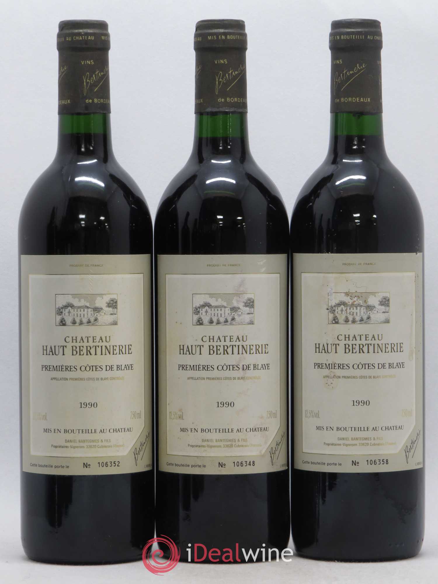 Premières-Côtes-de-Blaye (Blaye-Côtes-de-Bordeaux) Château Haut Bertinerie 1990 - Lot de 6 bouteilles - 2