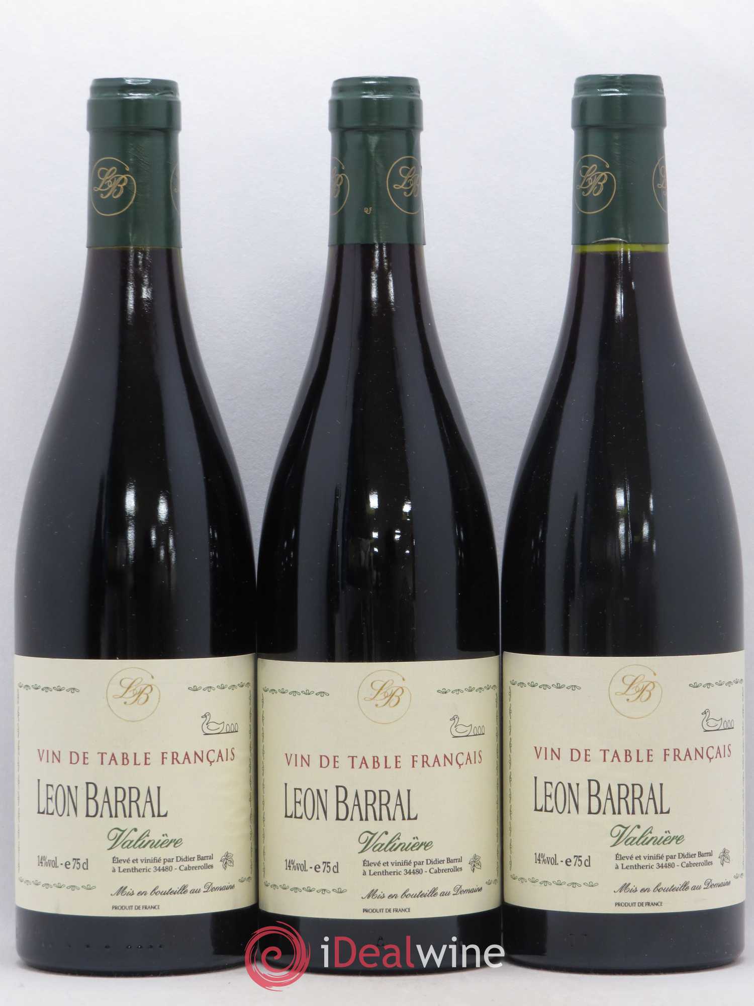 Vin de table français Valinière Léon Barral 2000 - Posten von 3 Flaschen - 0