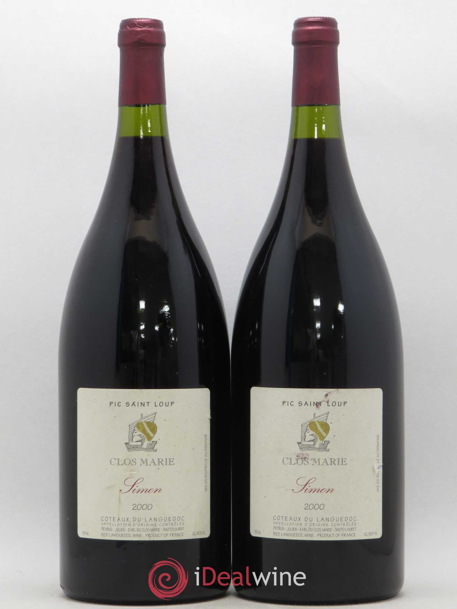 Pic Saint-Loup Clos Marie Cuvée Simon Christophe Peyrus et Françoise Julien 2000 - Lot de 2 magnums - 0